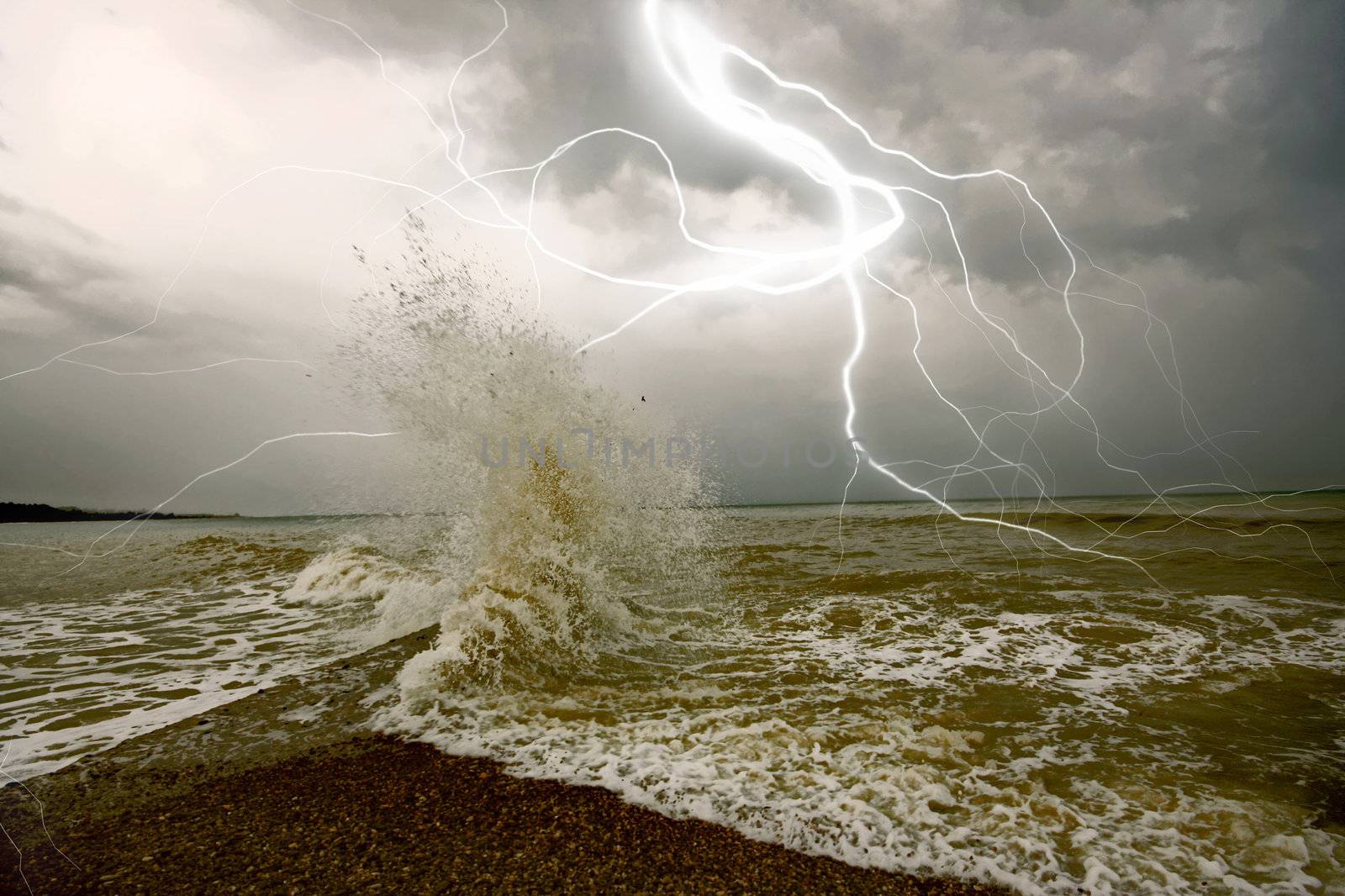 the amazing lighting storm landcscape.