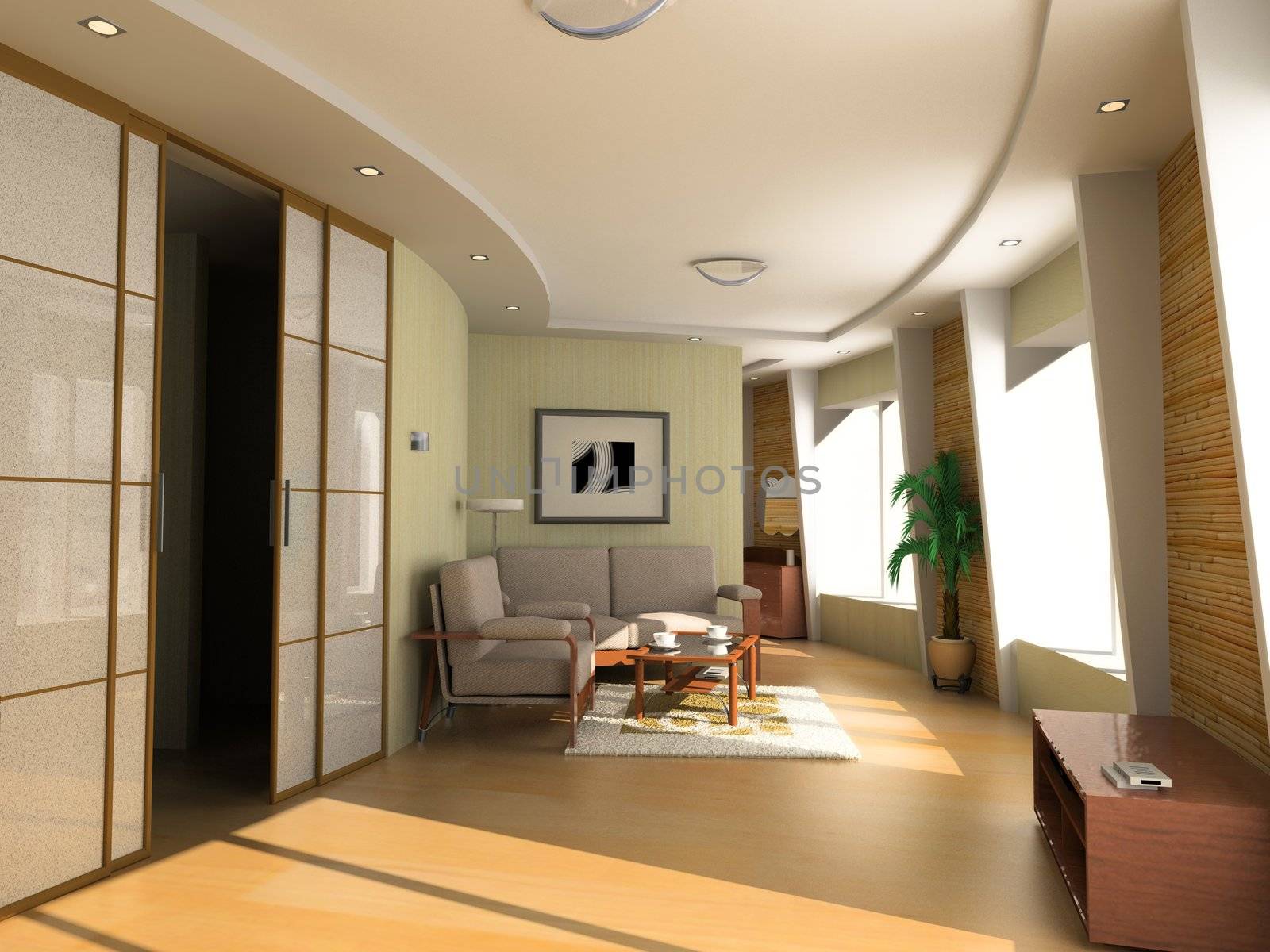 design of the modern hotel interior (3D rendering)