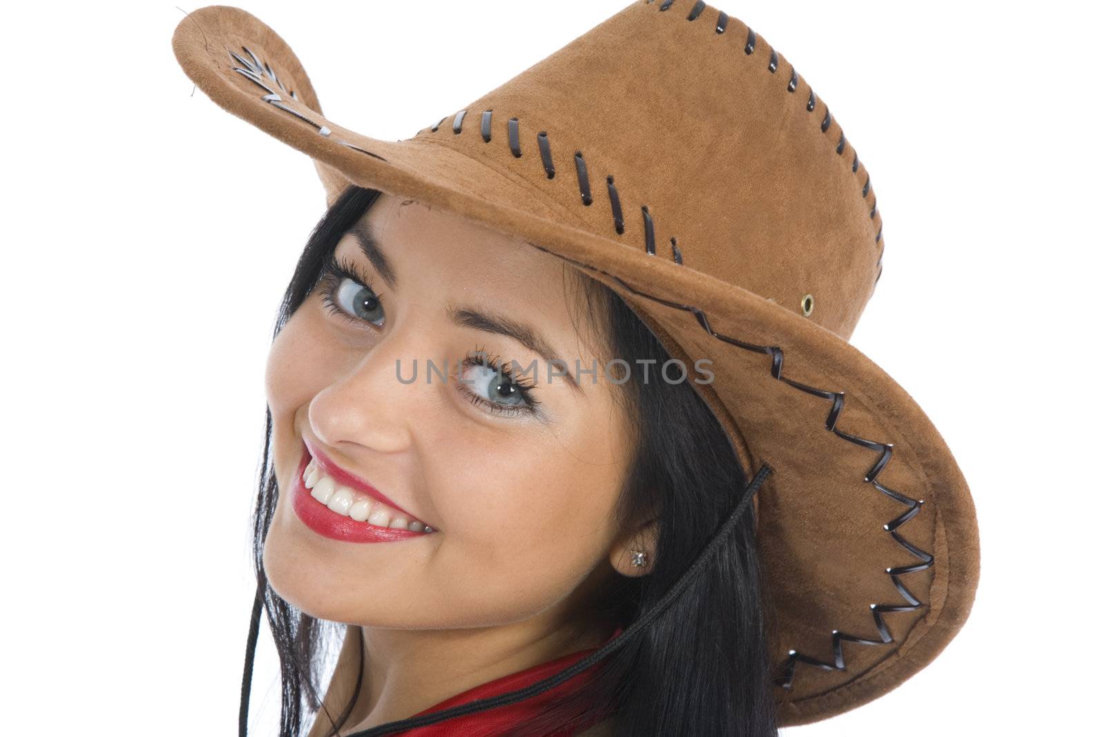 Sexy cowboy on white background