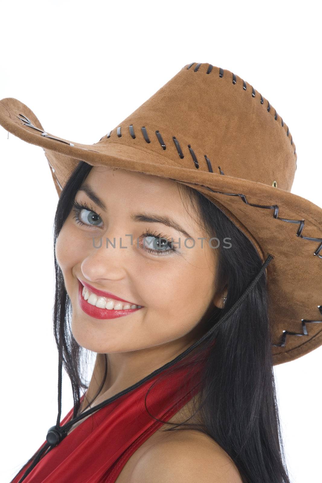 Sexy cowboy on white background