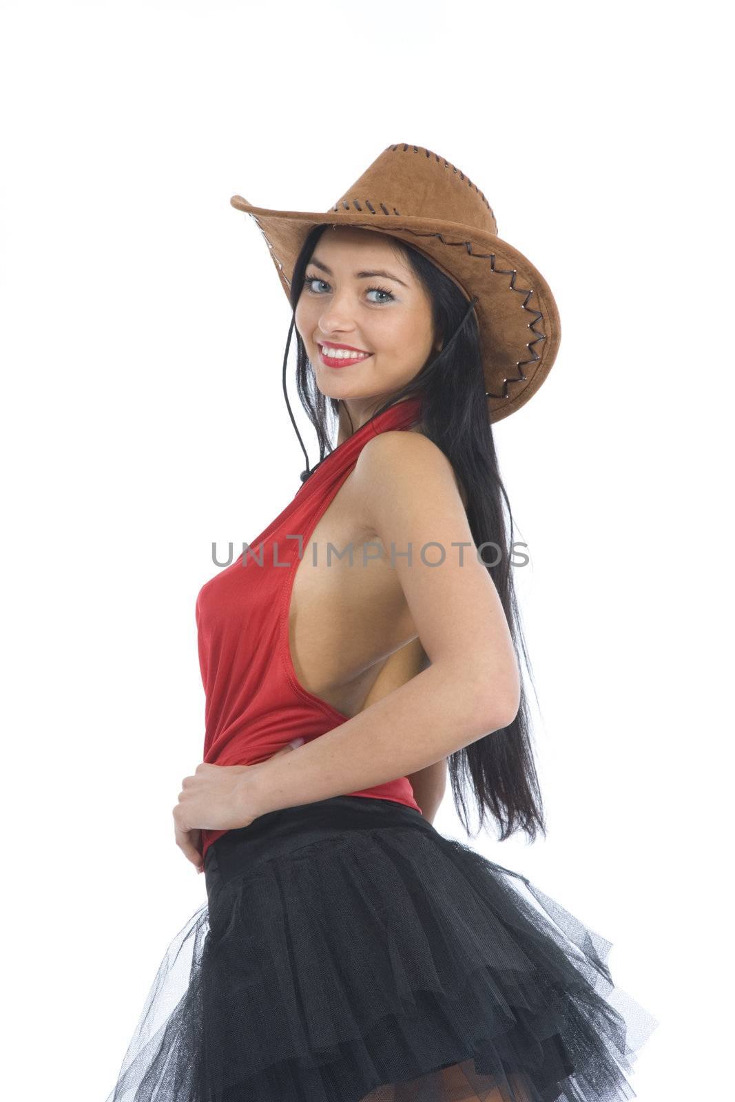Sexy cowboy on white background