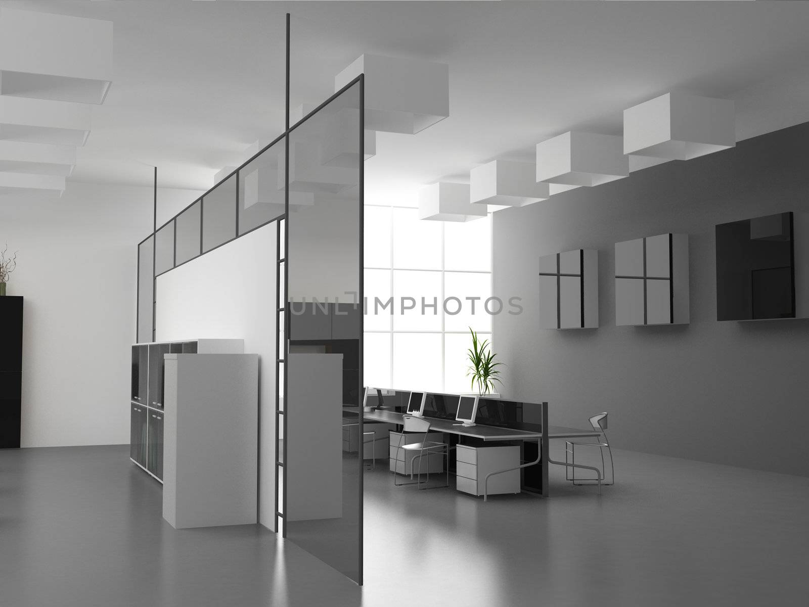 the modern office interior design (3d render)
