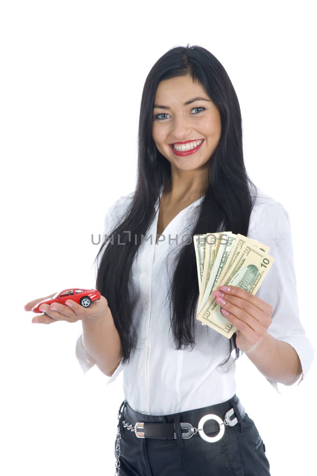 business woman  working on isolated background