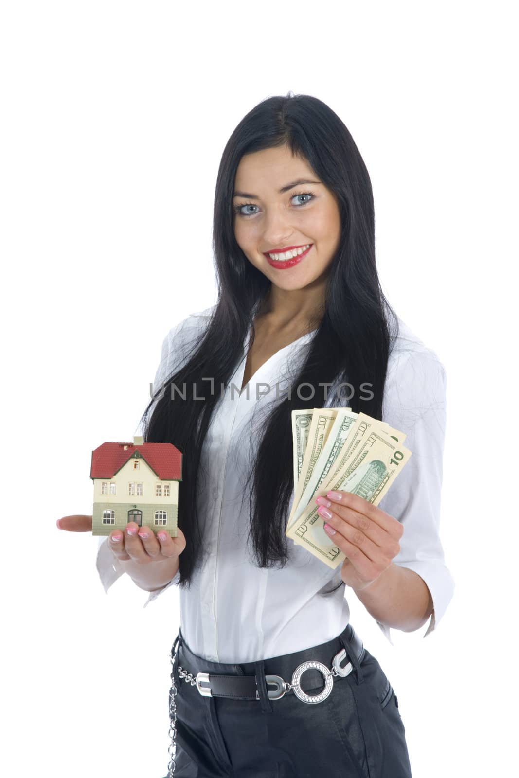 business woman  working on isolated background