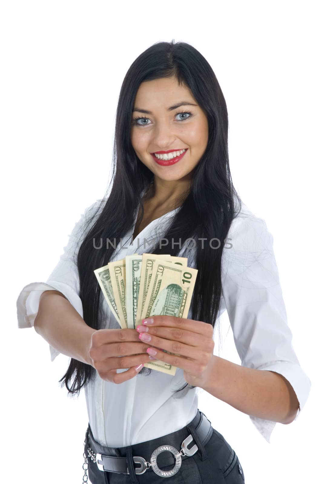 business woman  working on isolated background