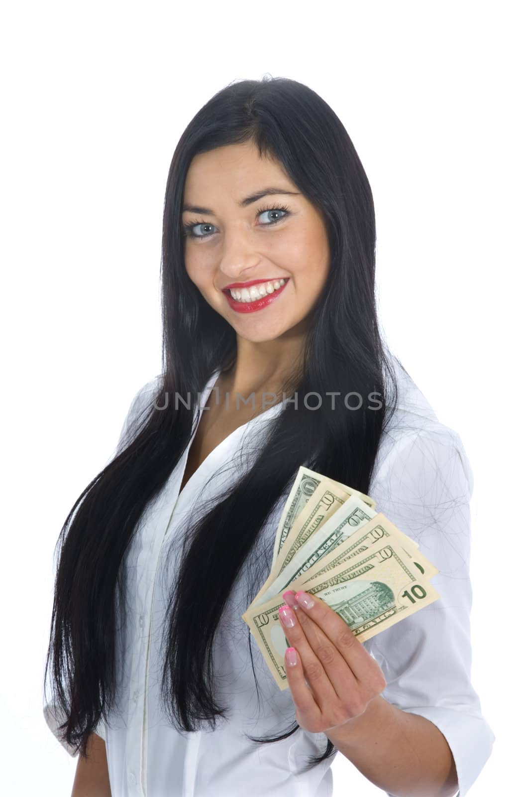 business woman  working on isolated background