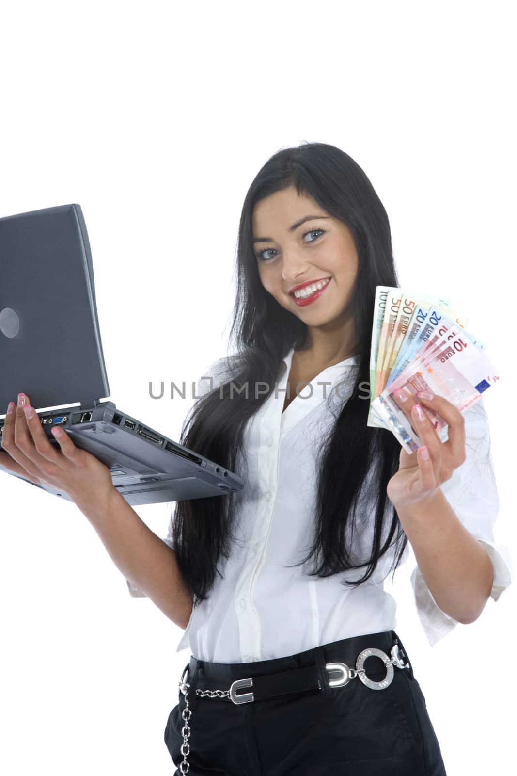 business woman  working on isolated background