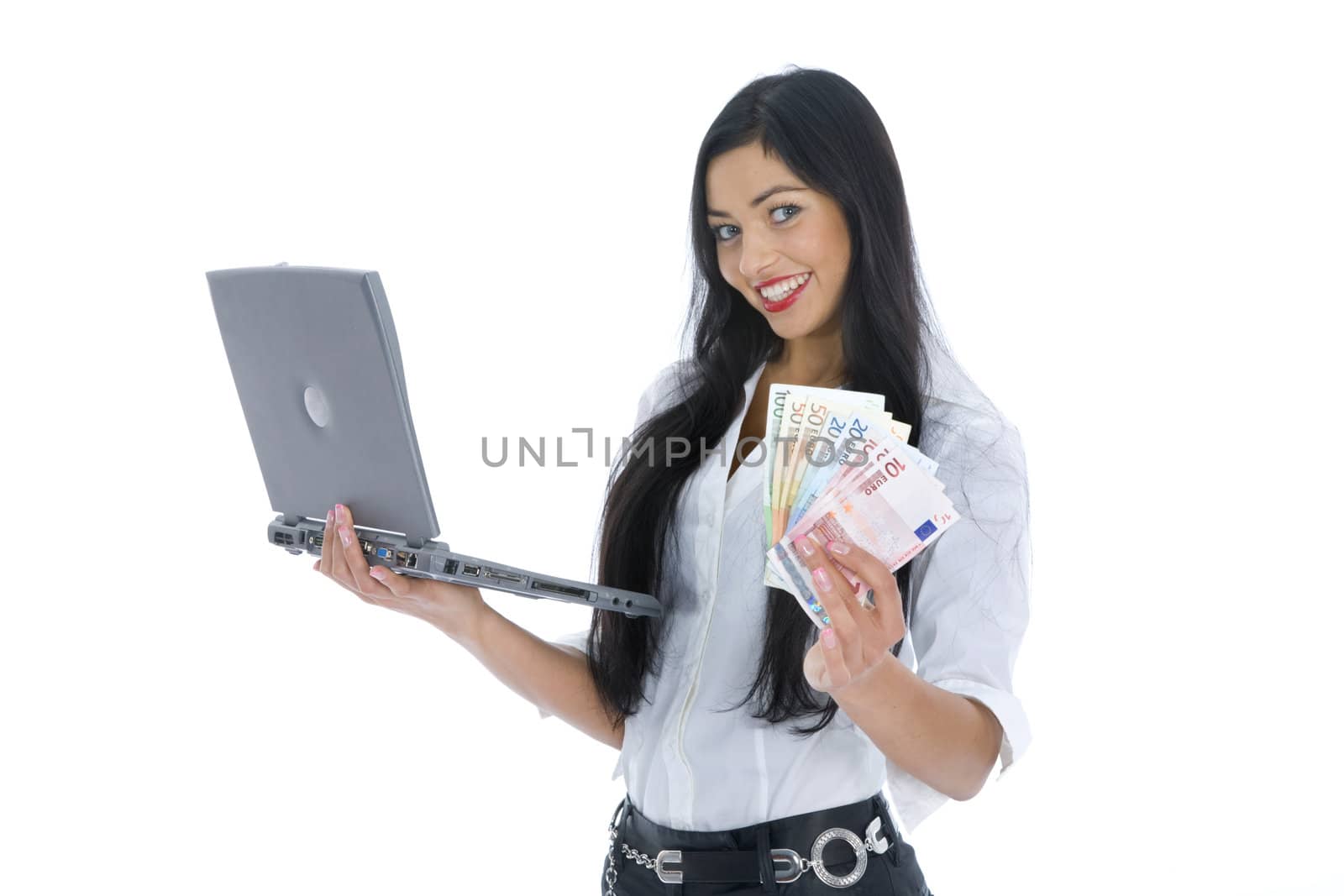 business woman  working on isolated background