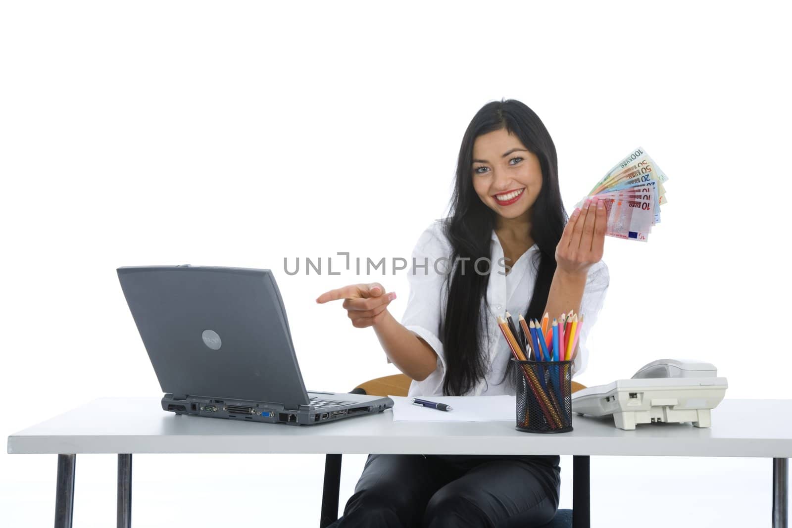 business woman  working on isolated background