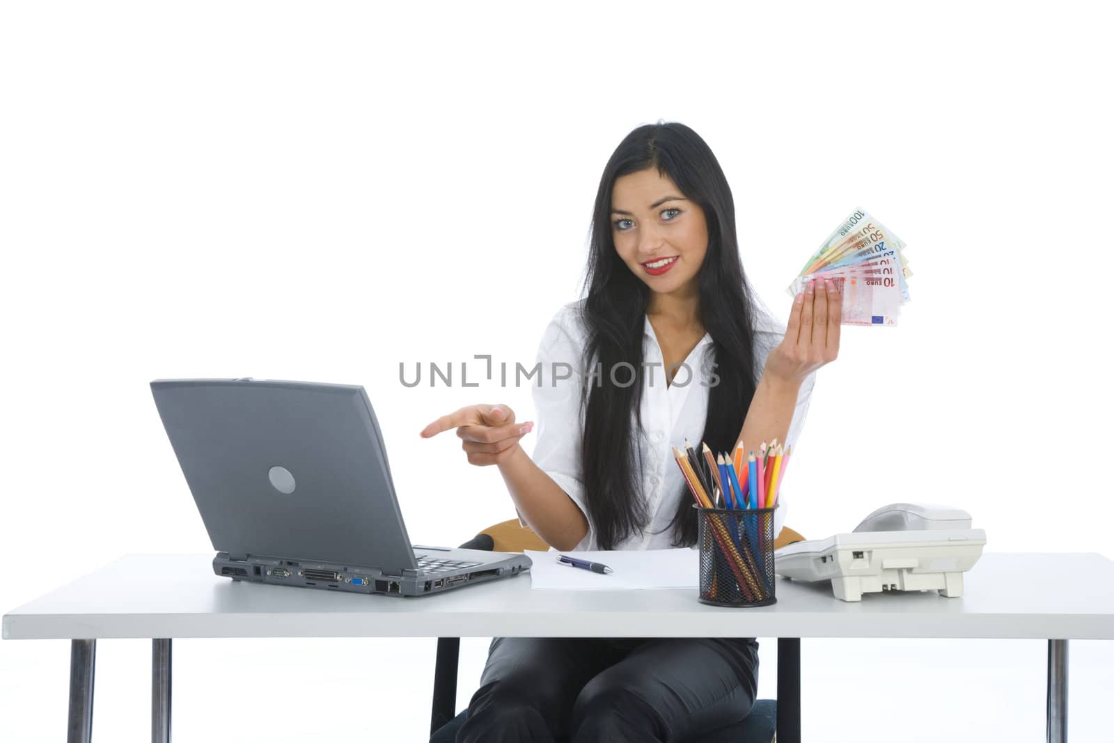 business woman  working on isolated background