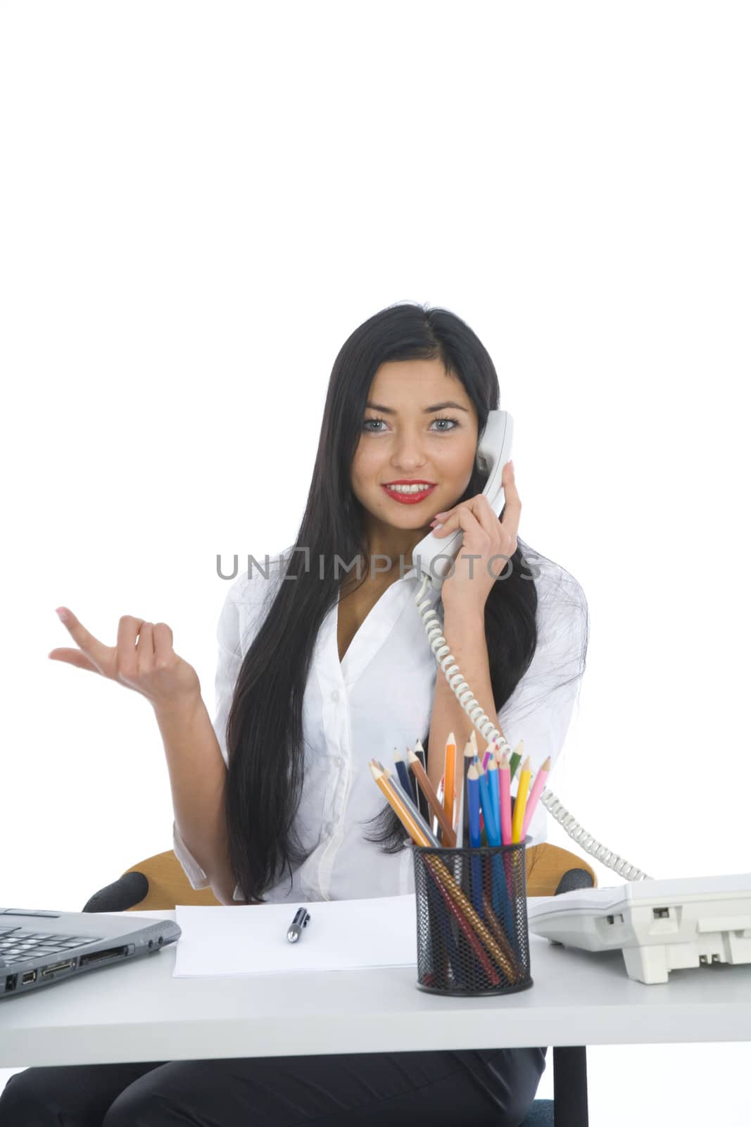 business woman  working on isolated background