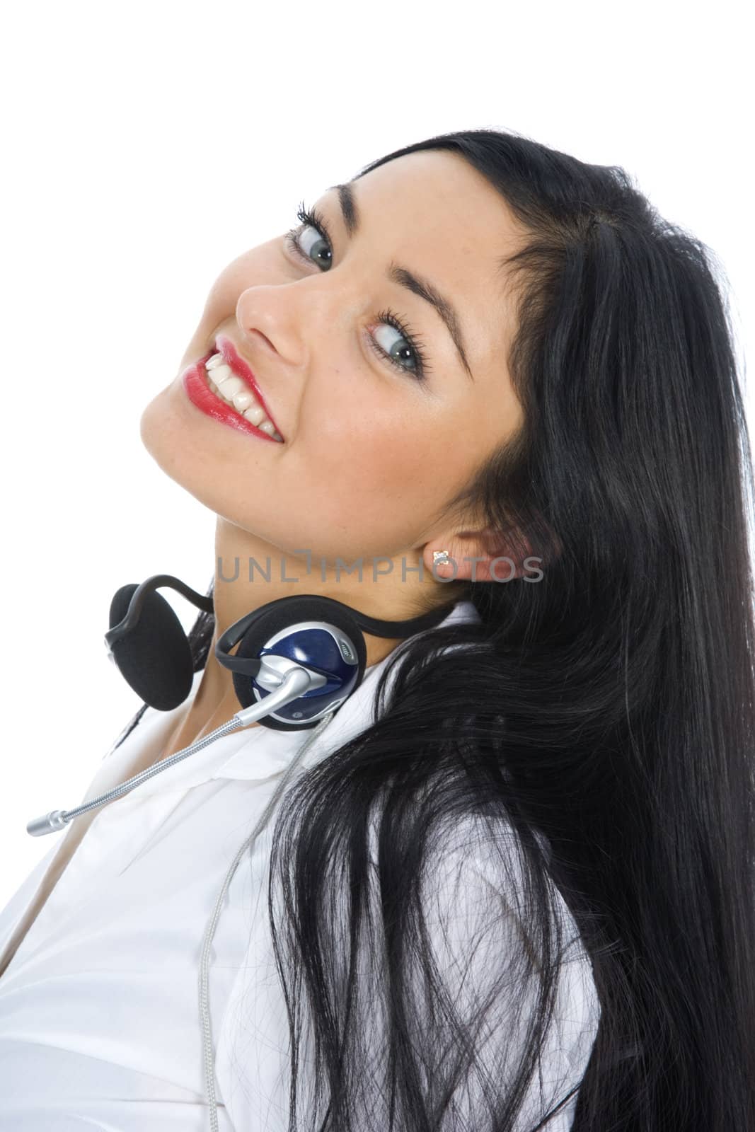 Business woman calling on white background