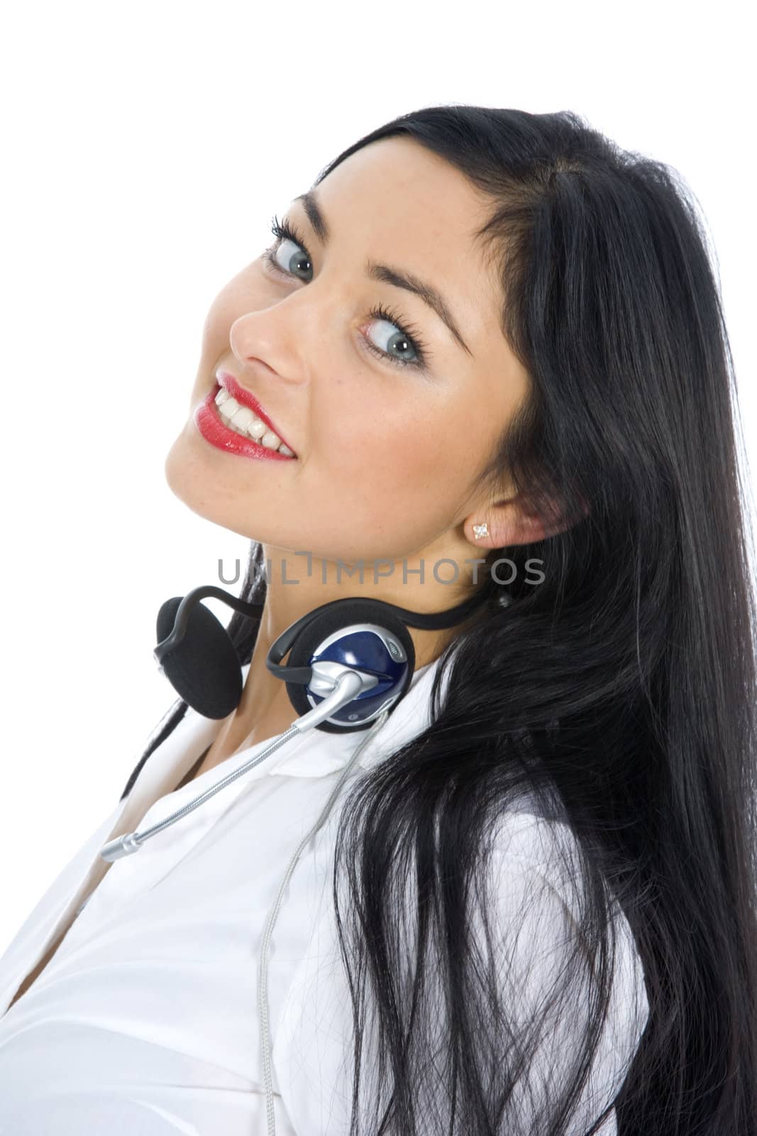 Business woman calling on white background