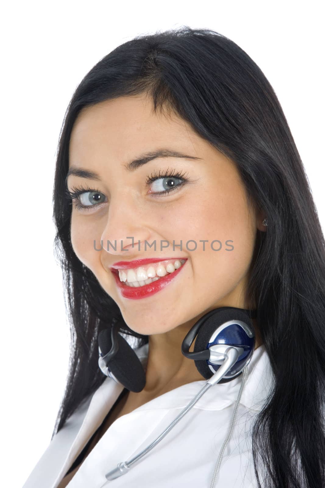 Business woman calling on white background