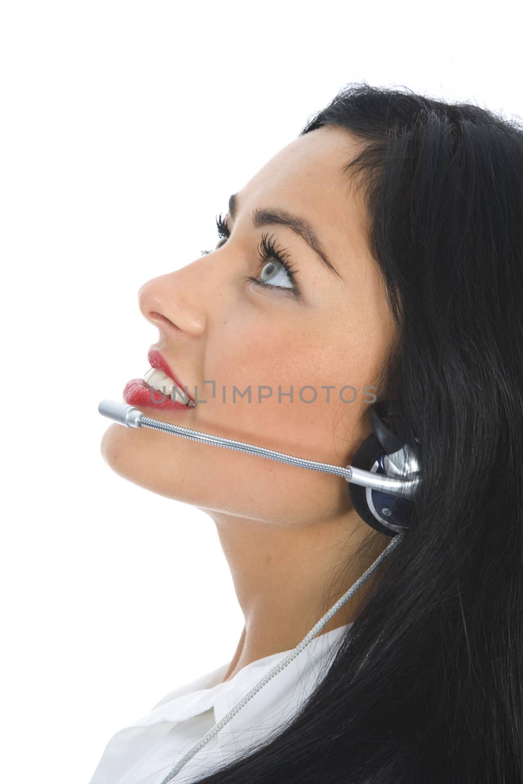 Business woman calling on white background