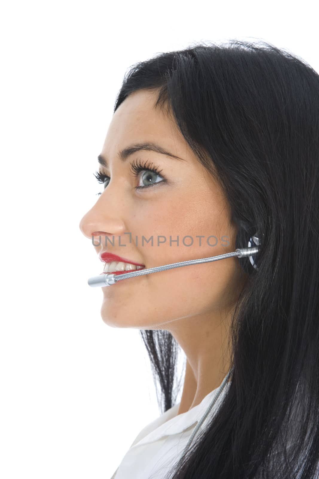 Business woman calling on white background