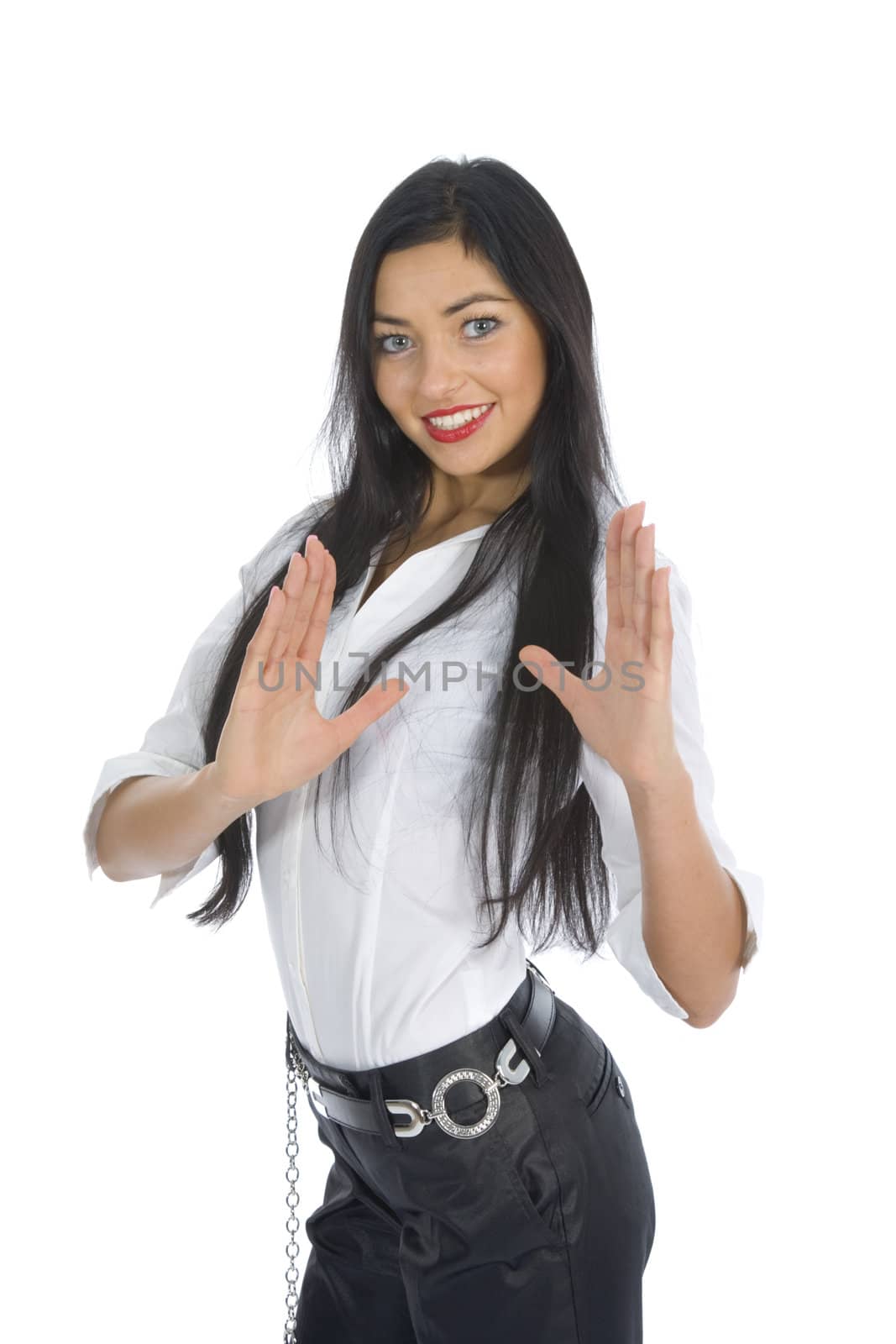 Business woman on white background