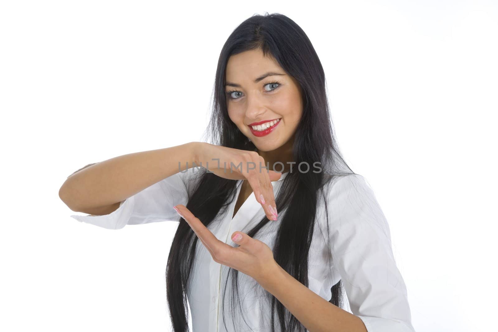 Business woman on white background