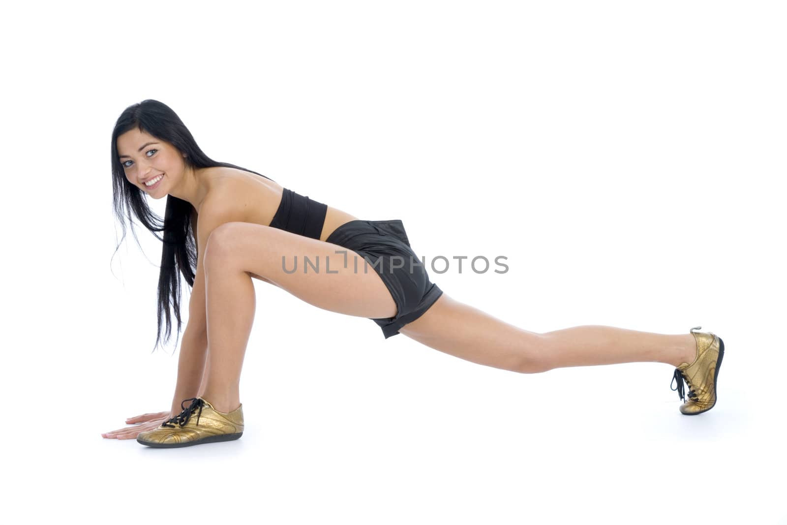 woman practicing fitness  on  isolated background