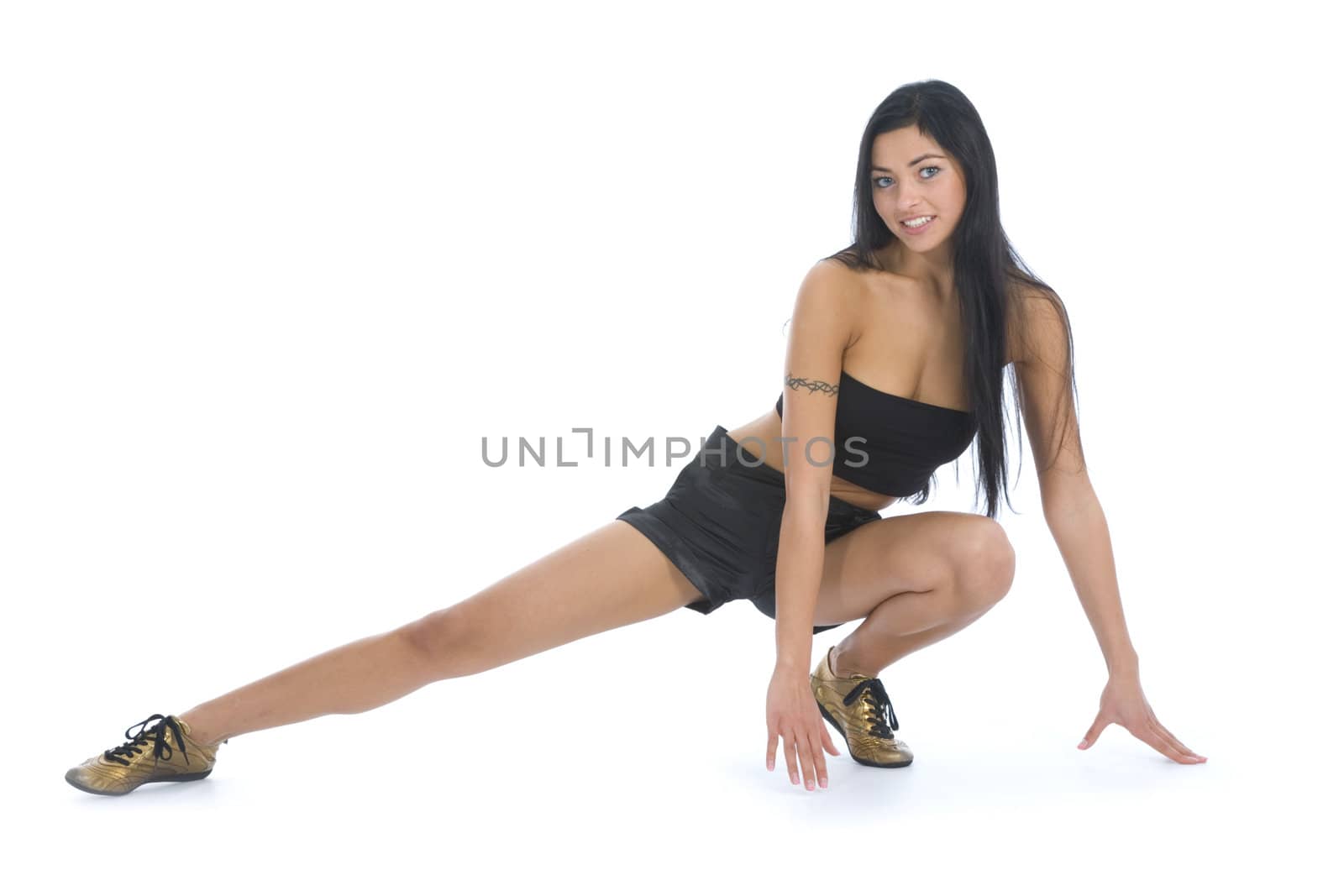 woman practicing fitness  on  isolated background