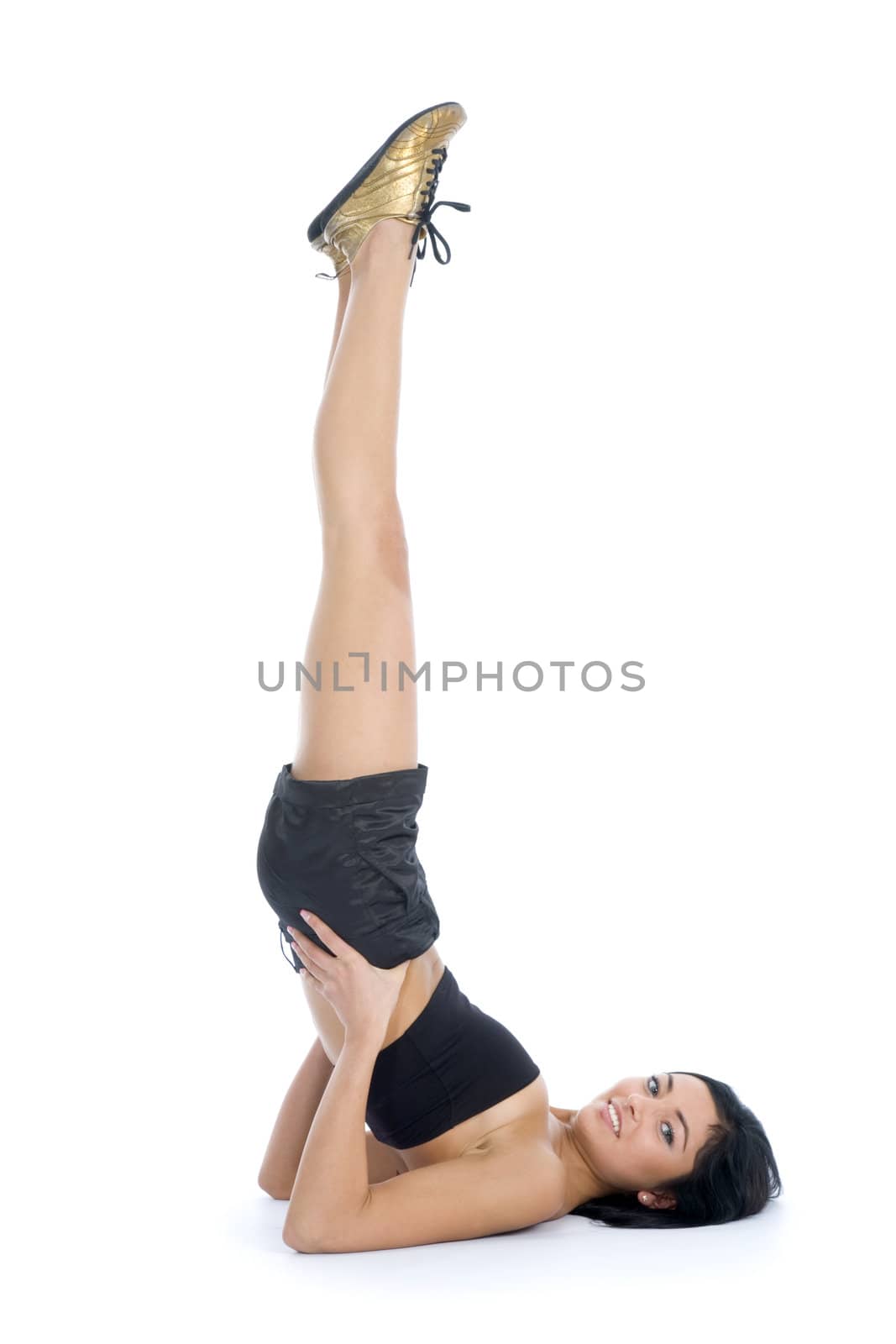 woman practicing fitness  on  isolated background