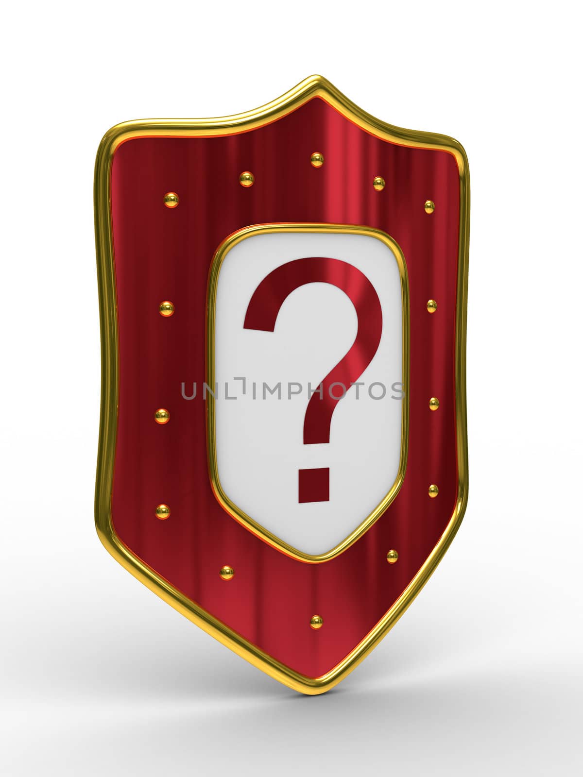 red shield on white background. isolated 3D image