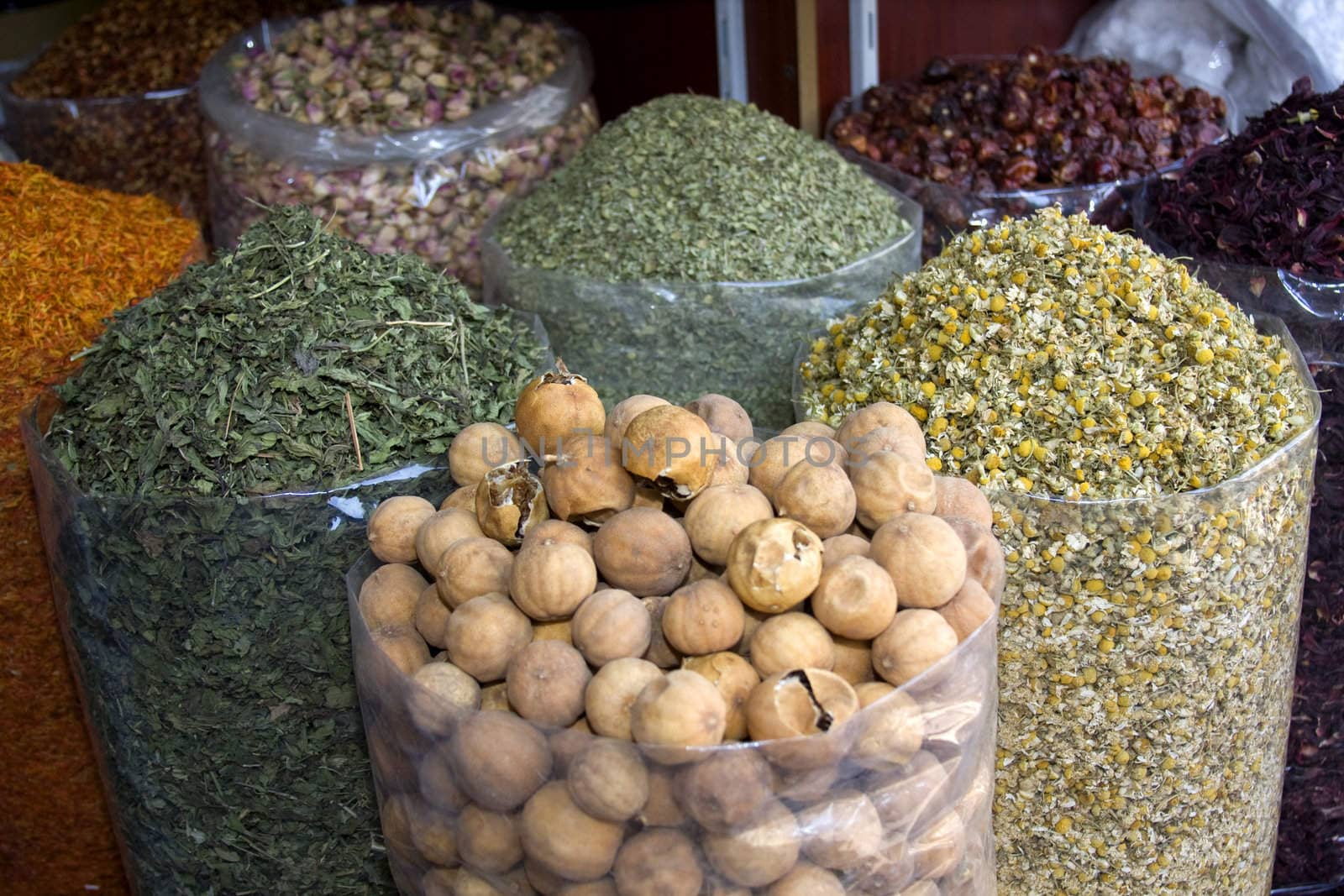 close up of spices for sale at the spice souk, dubai