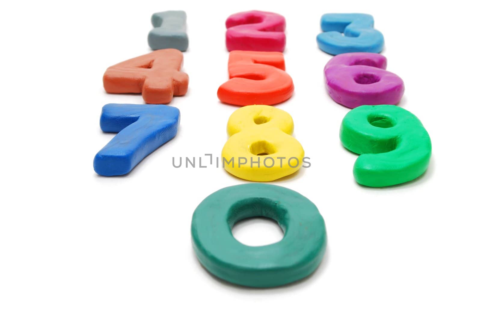 3d color phone keyboard layout digits Made of Plasticine Isolated on White Background