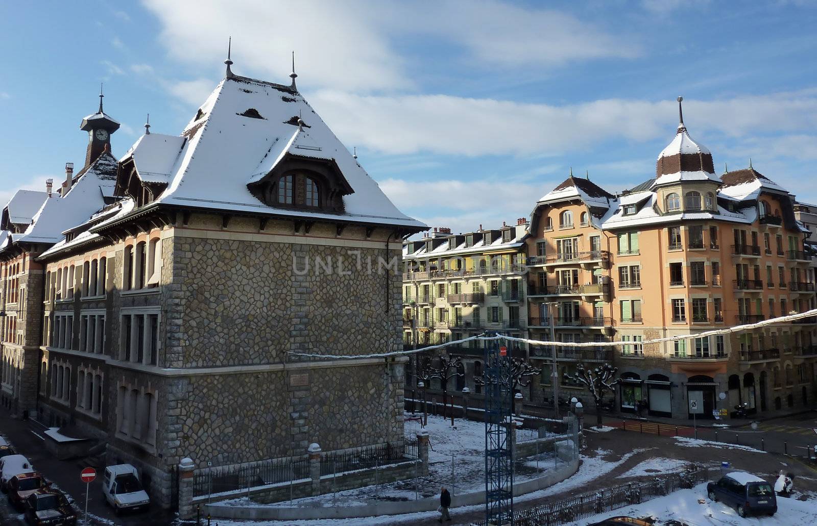 Snow on roofs and streets by Elenaphotos21