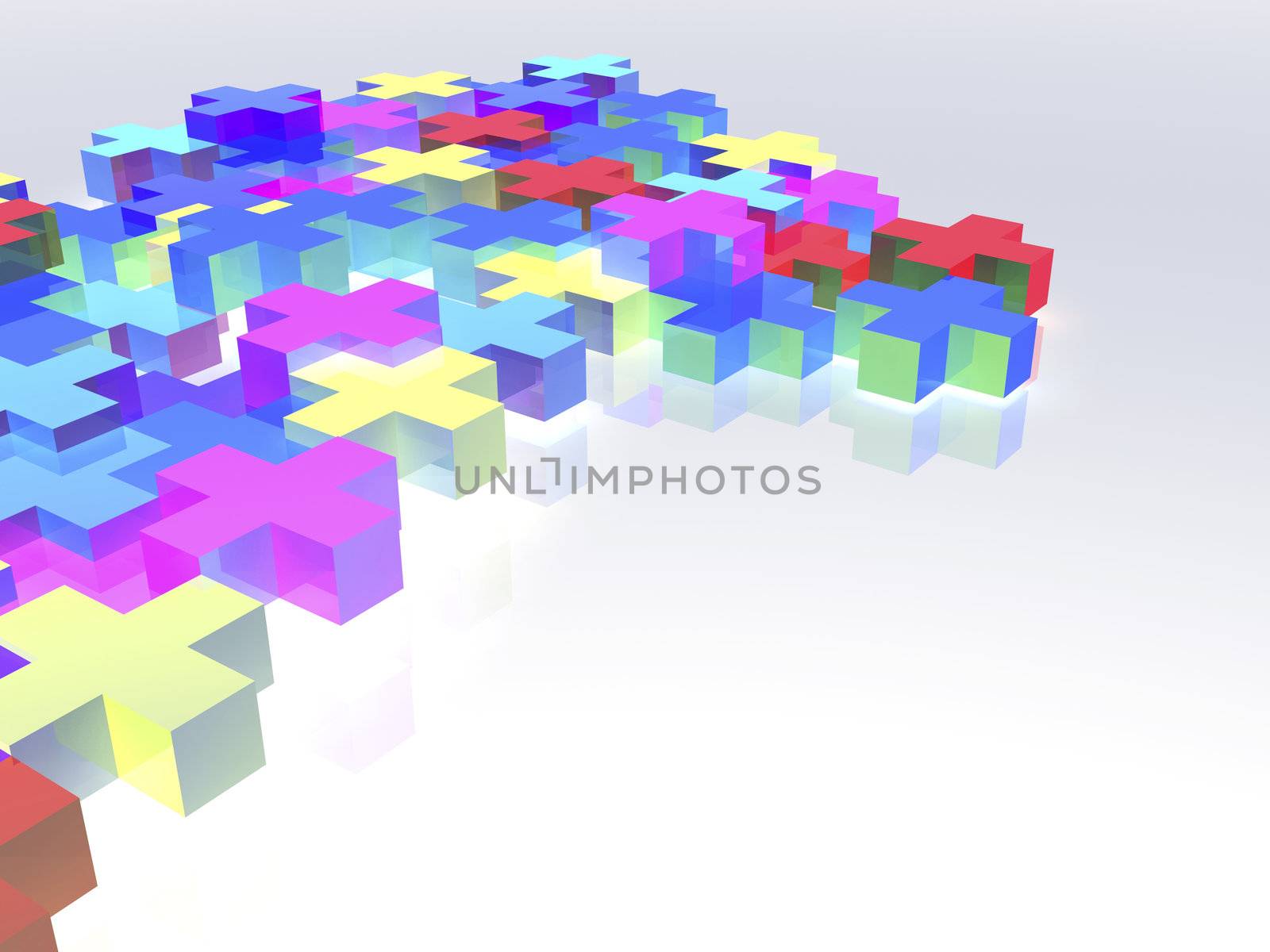 Abstract 3d image with colorful plus symbols