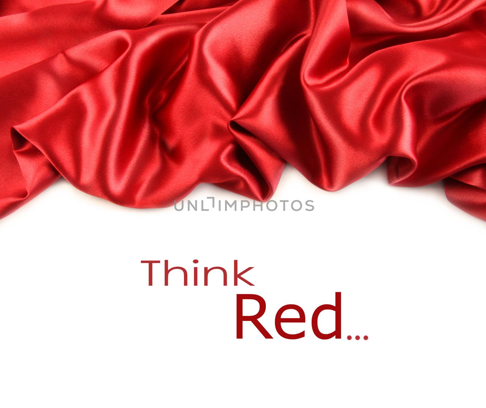 Red satin fabric against white background