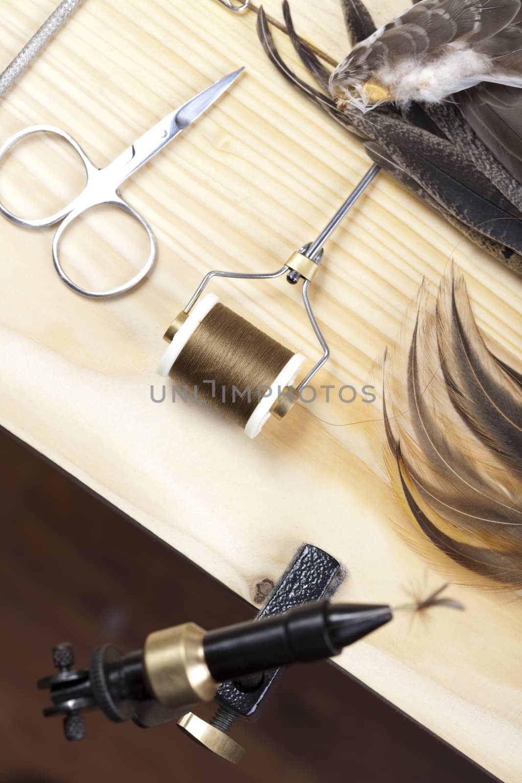 Photograph of an assortment of old and used fishing tackle