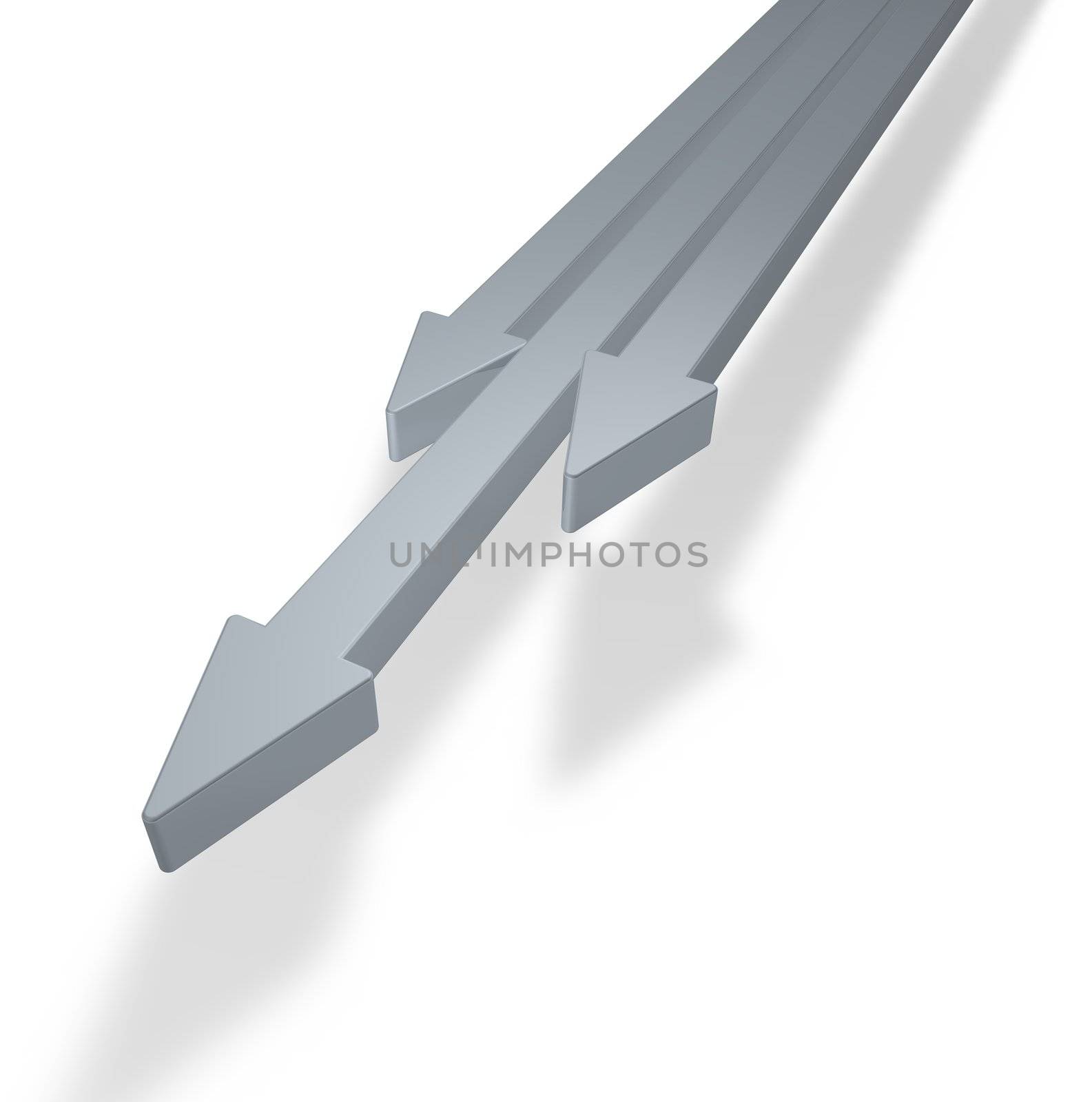 three arrows on white background - 3d illustration