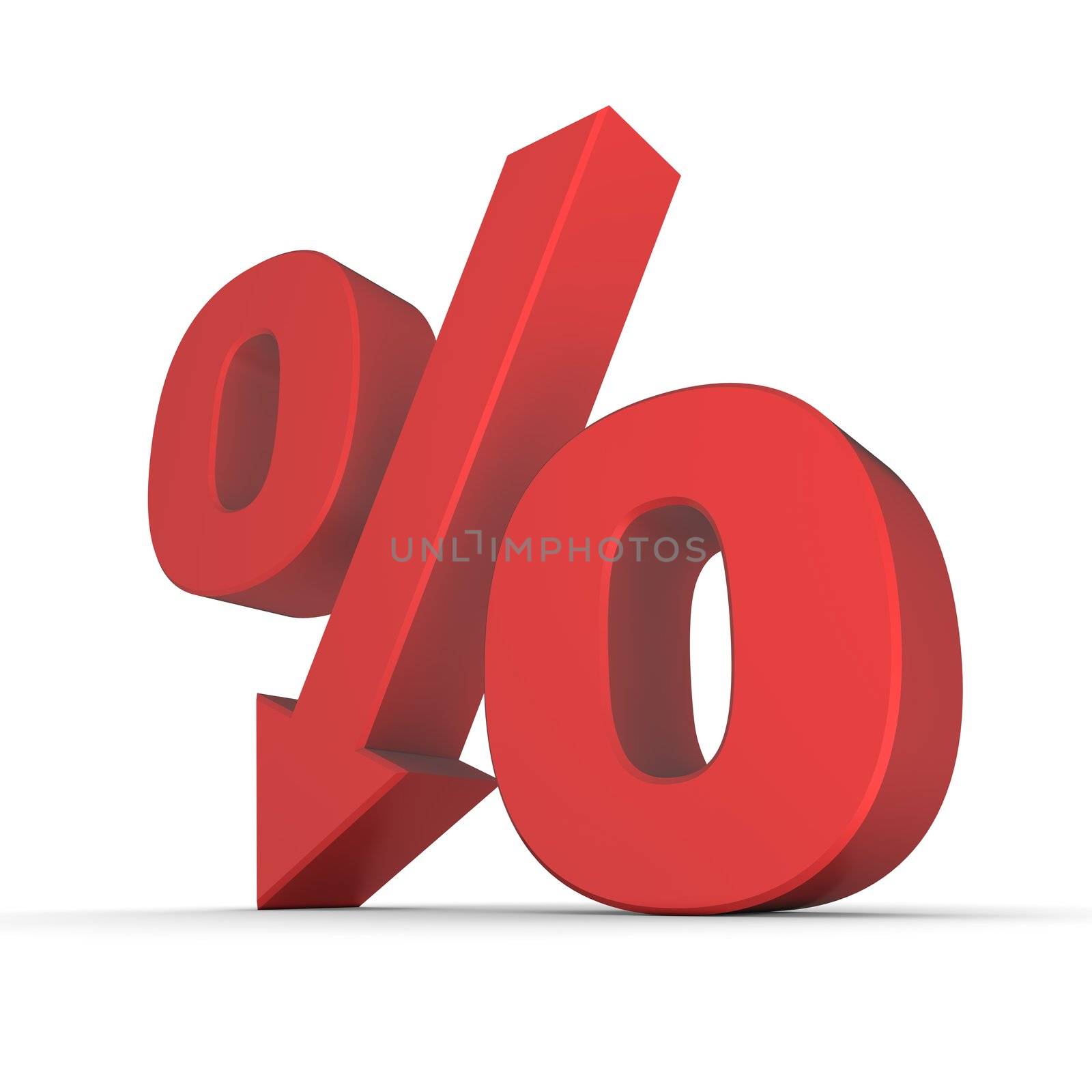 shiny red percentage symbol with an arrow down