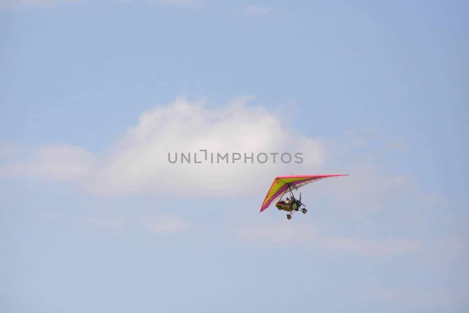 foot launched aeroplane on the sky