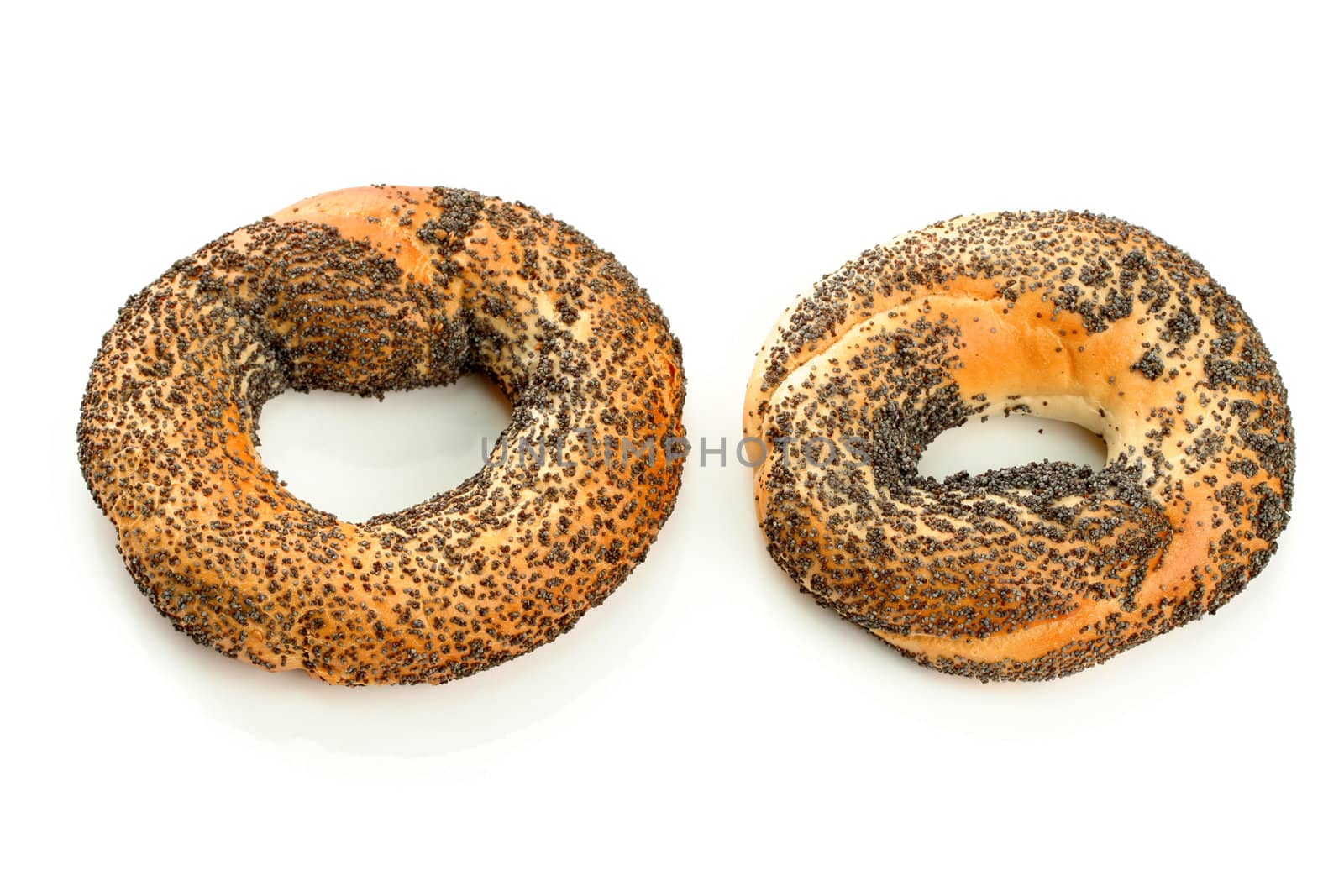 Two sweet buns with poppy, isolated