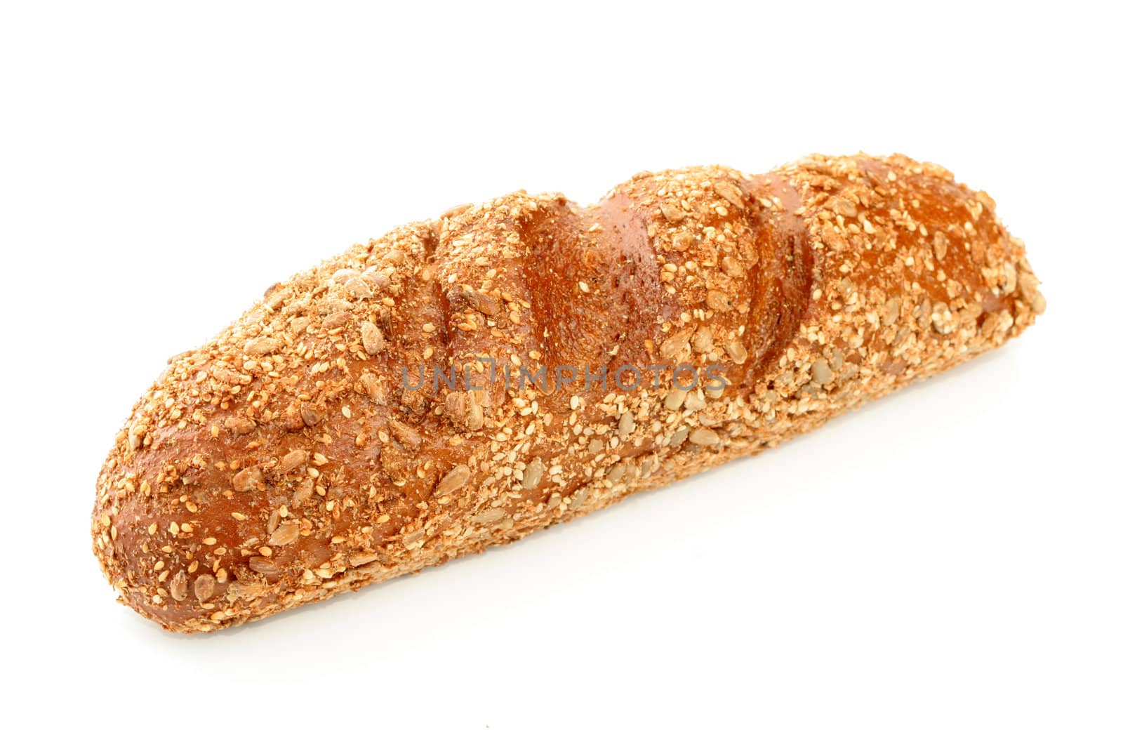 Long loaf made of rye bread, isolated