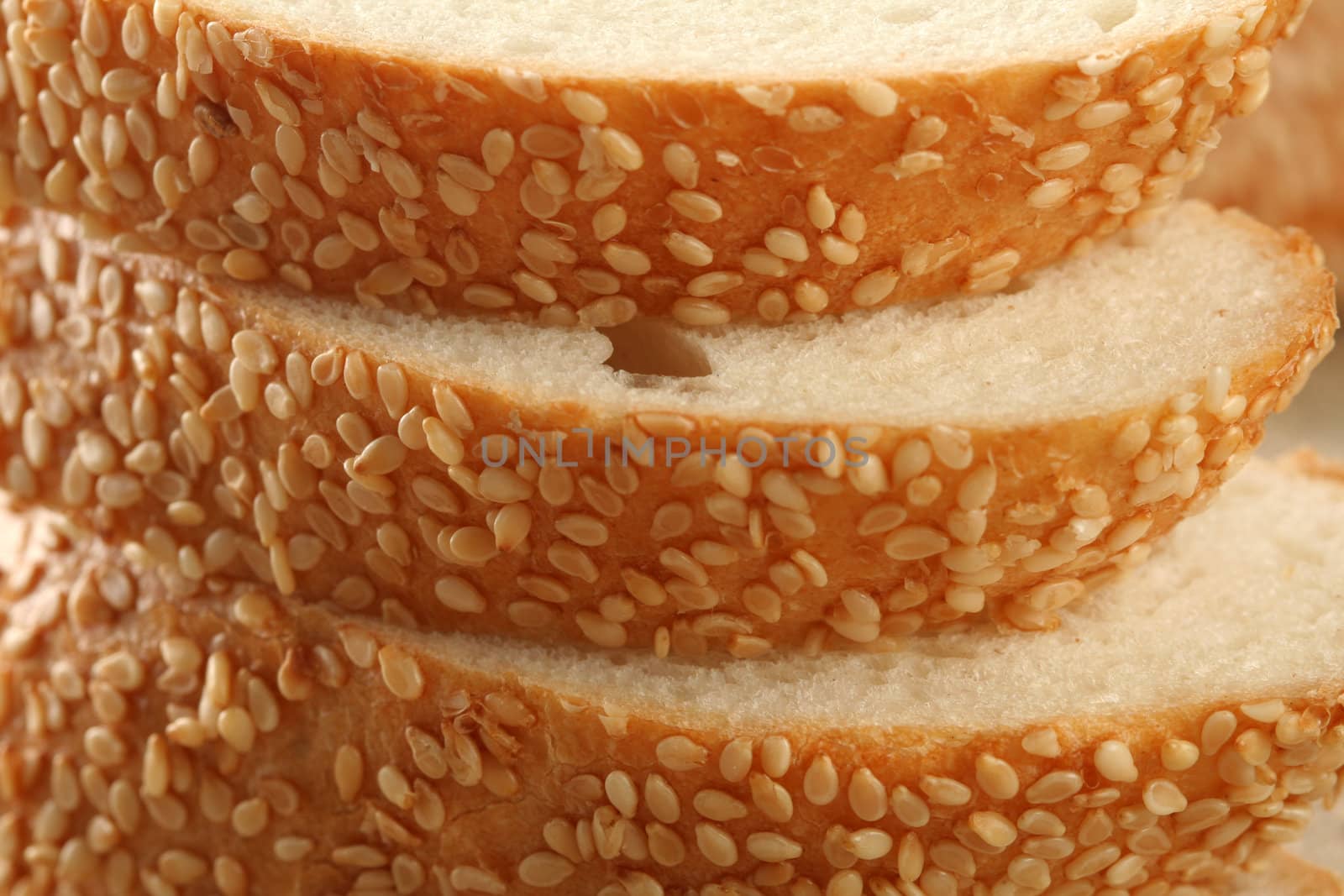 Fresh bread with sesame, background