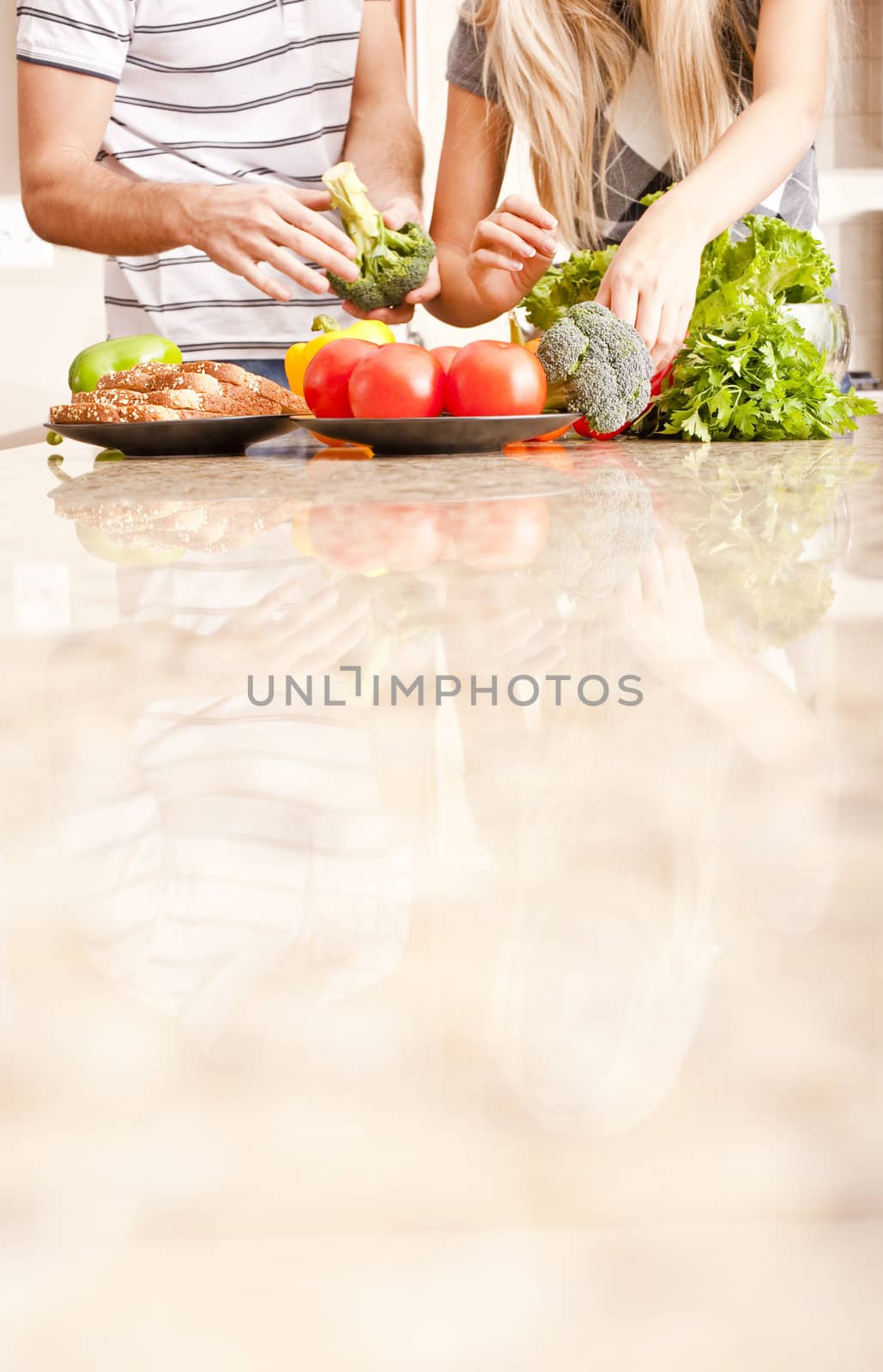 Young Couple with Vegetables by cardmaverick