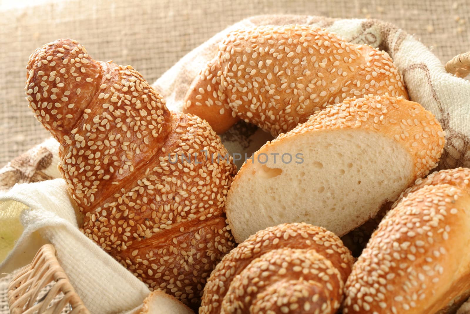 Various types of freshly baked bread