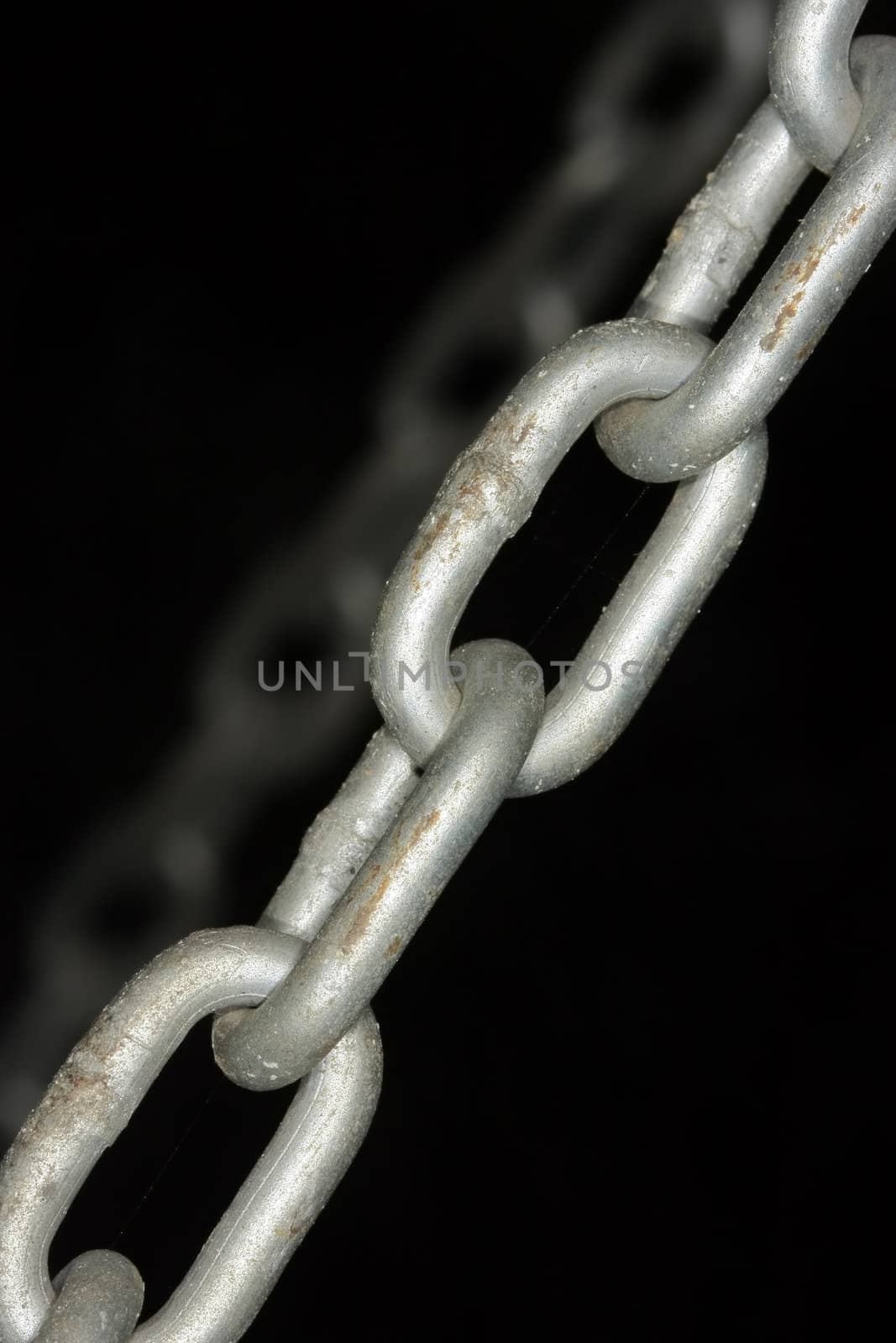 Silver metal chain close up