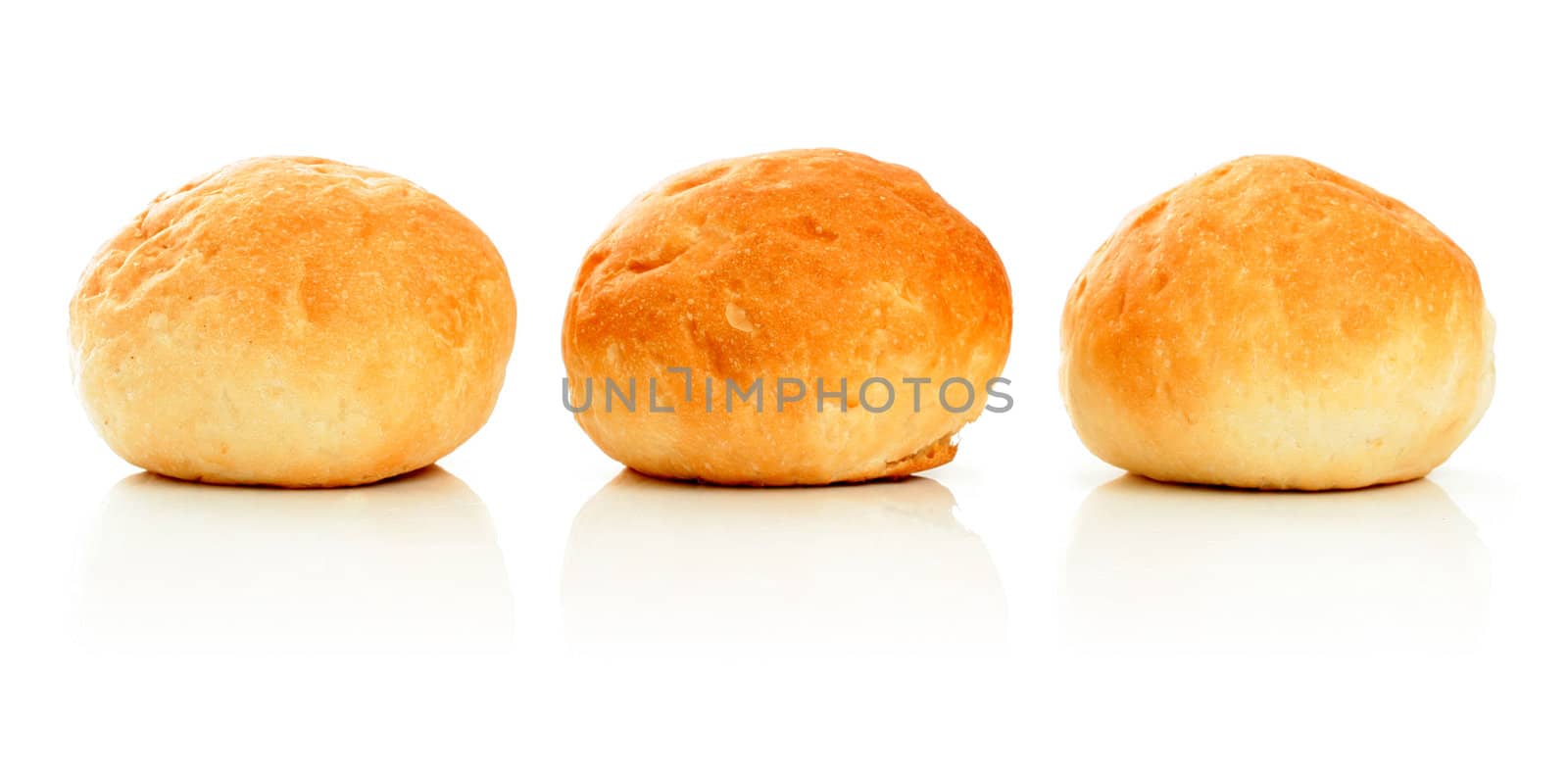 Three sweet buns, isolated