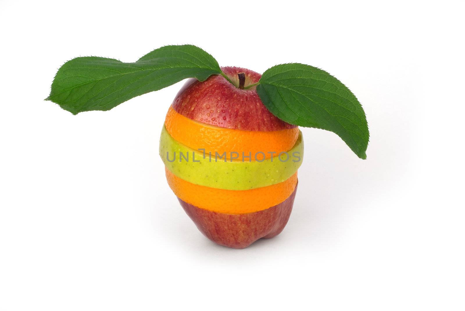Mixed fruits on white background