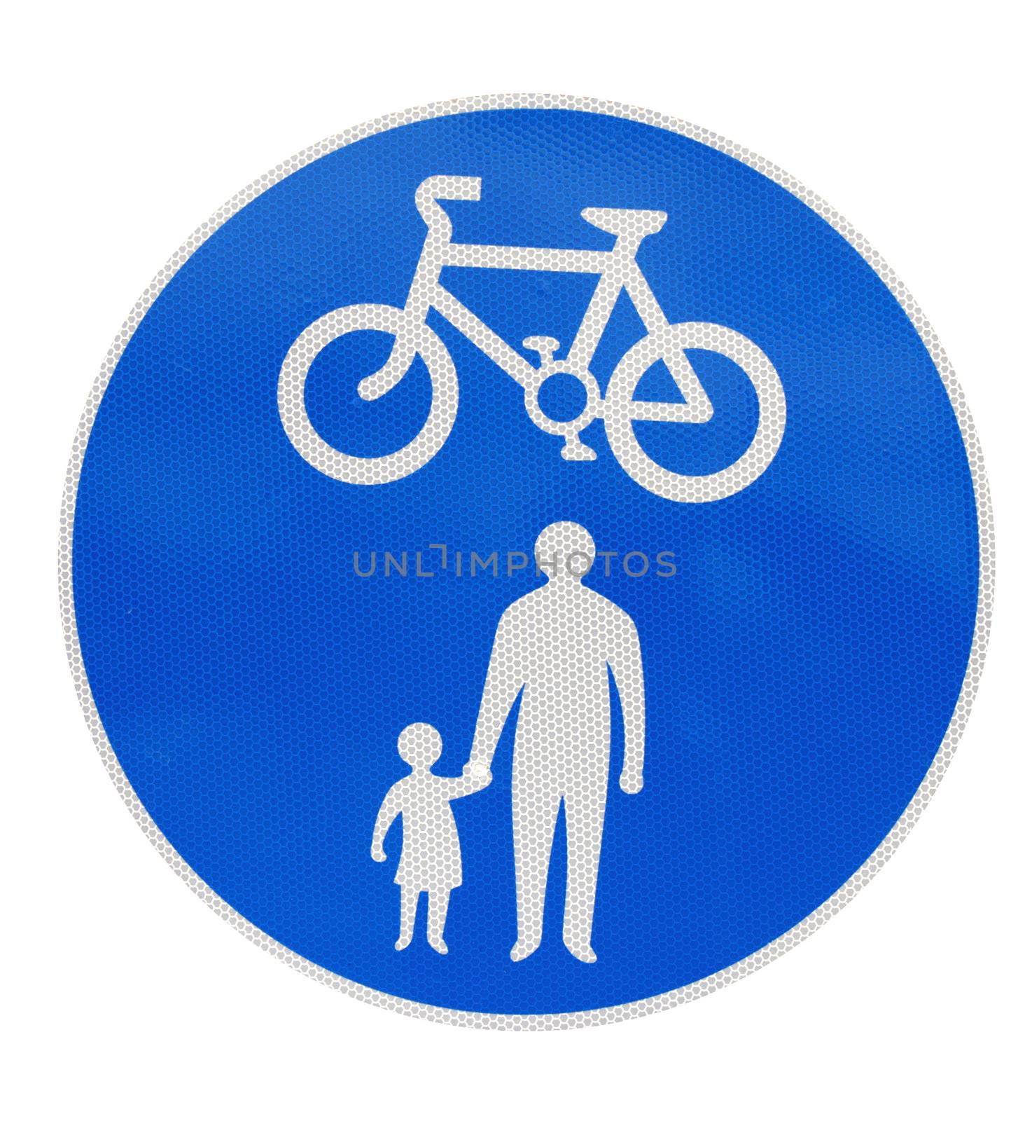 Cyclist and pedestrian sign (with clipping path) by Bateleur