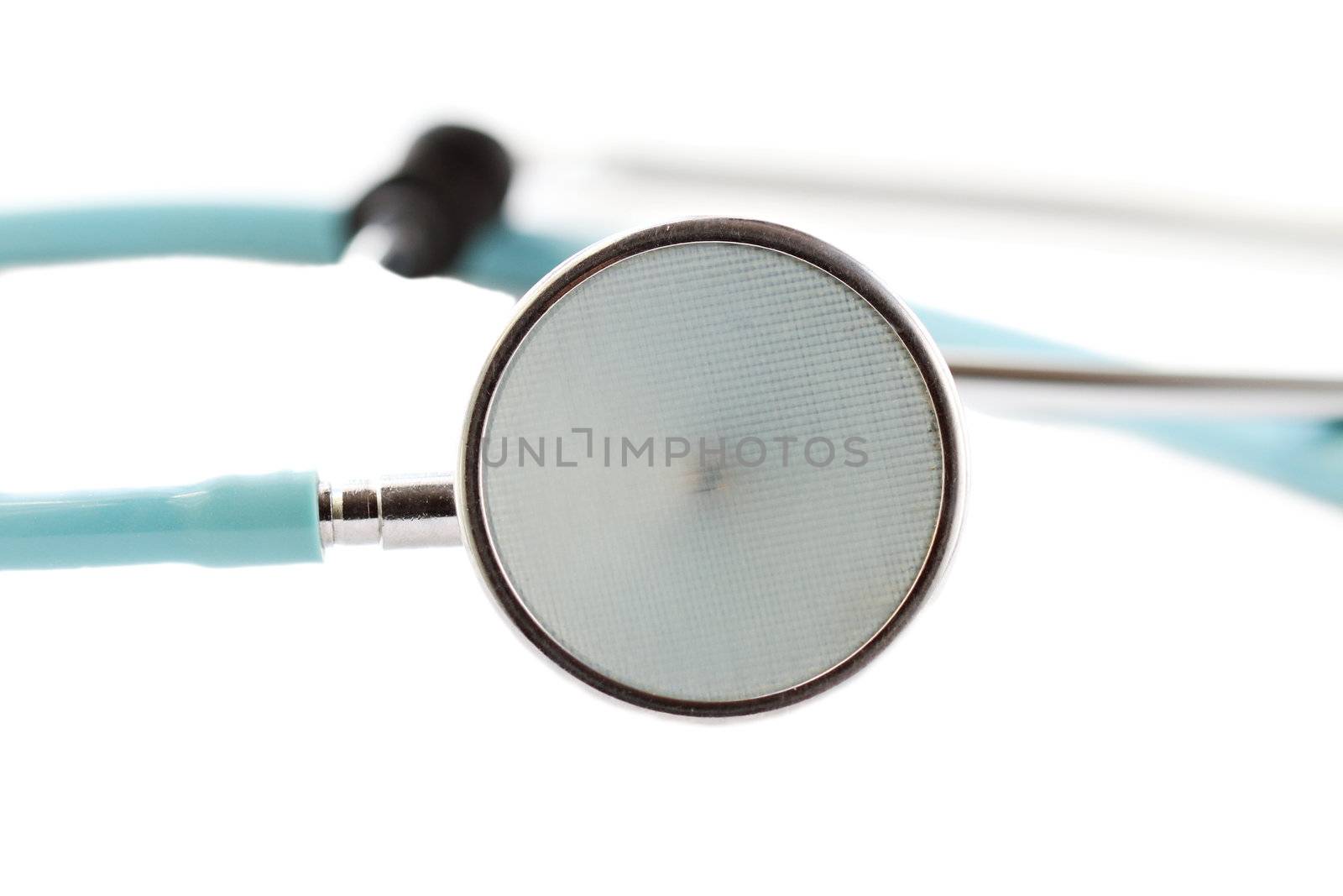 Blue stethoscope isolated on white background 