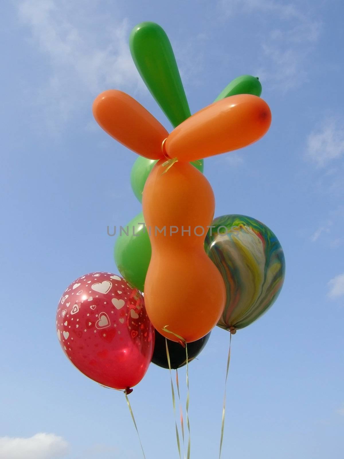 colored balloons against the sky background        