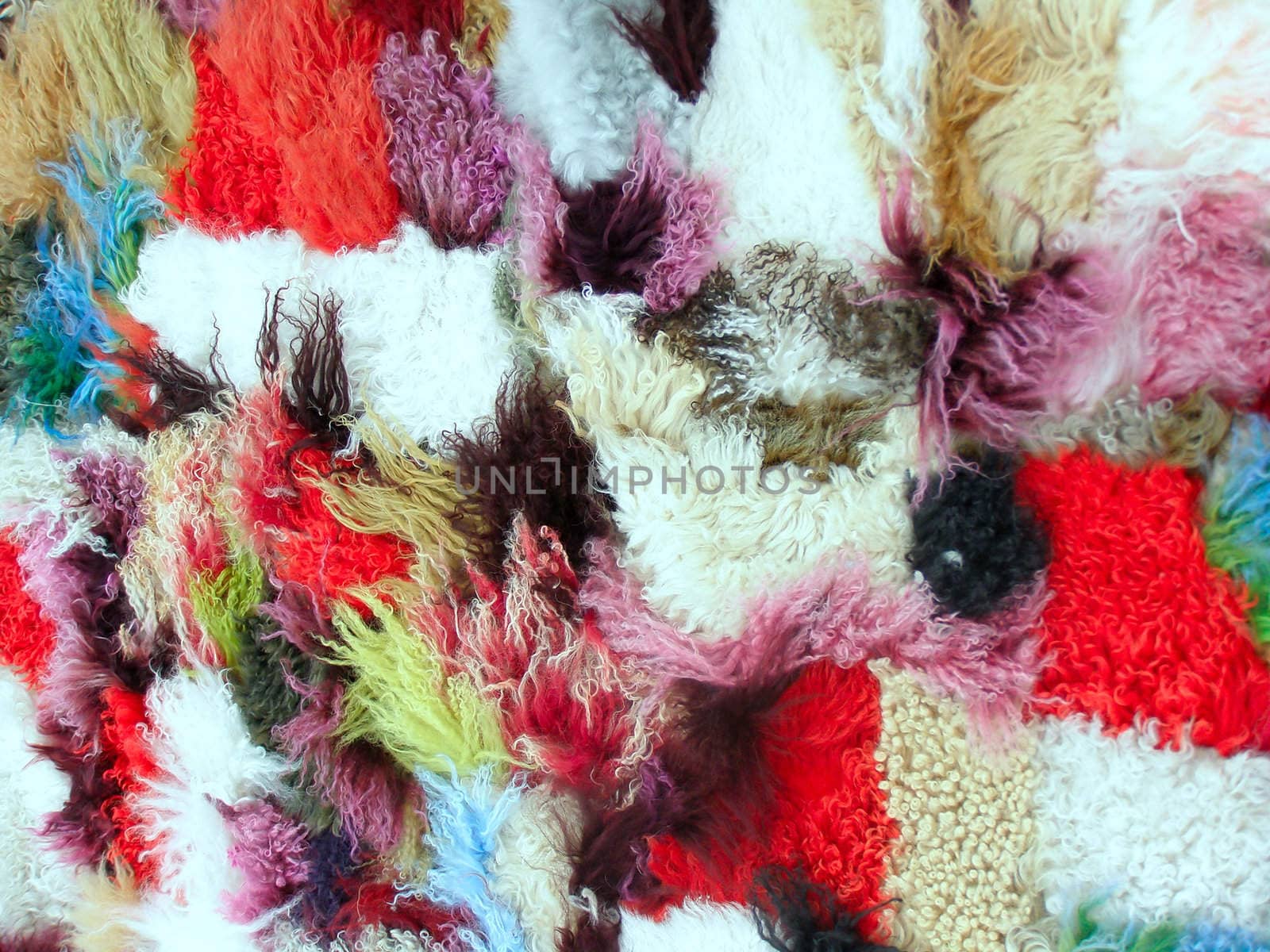 carpet from different colored pieces of wool 