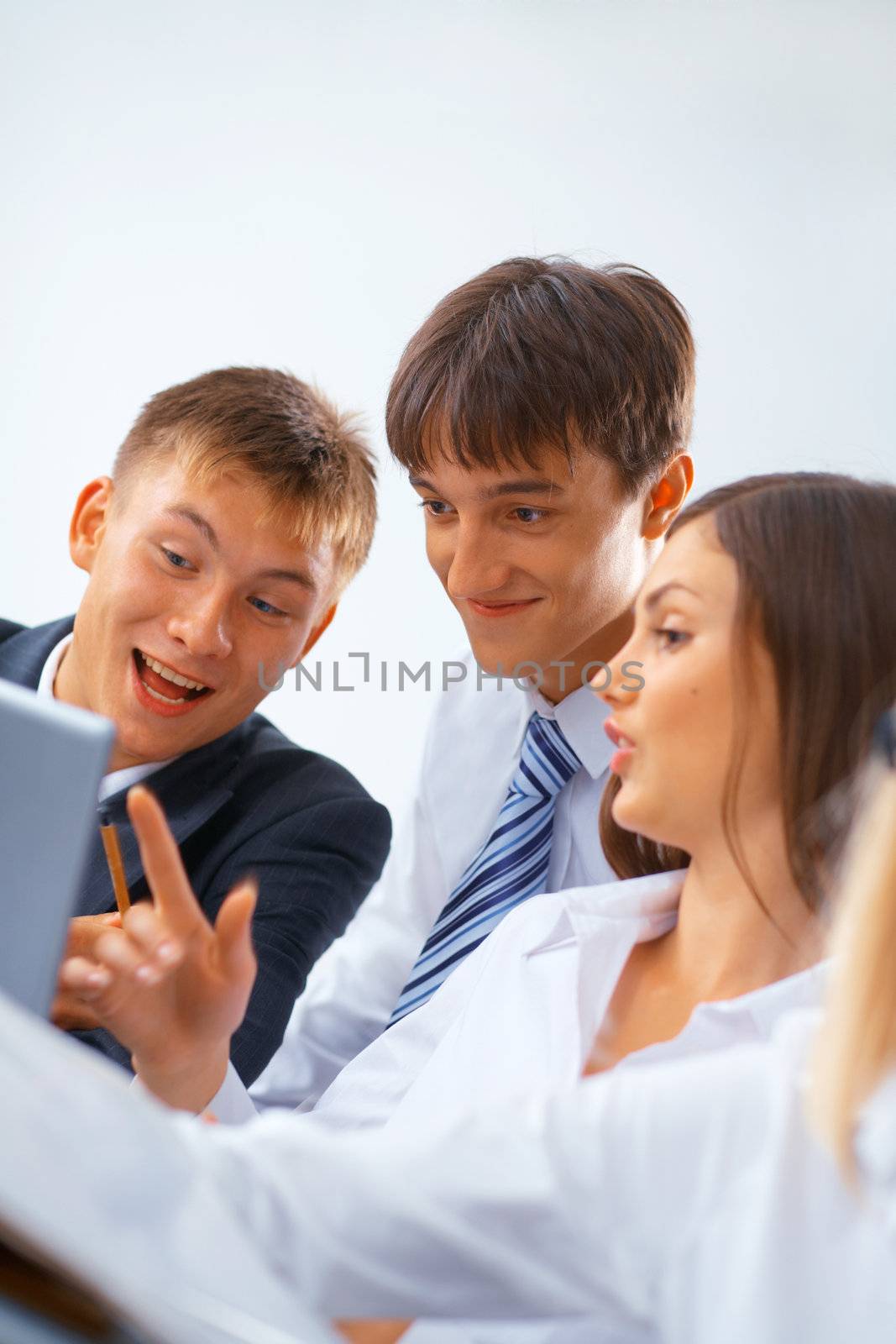 Portrait of young happy working business team