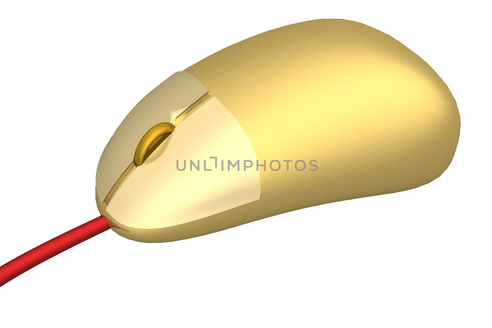The gold computer mouse. 3D image.