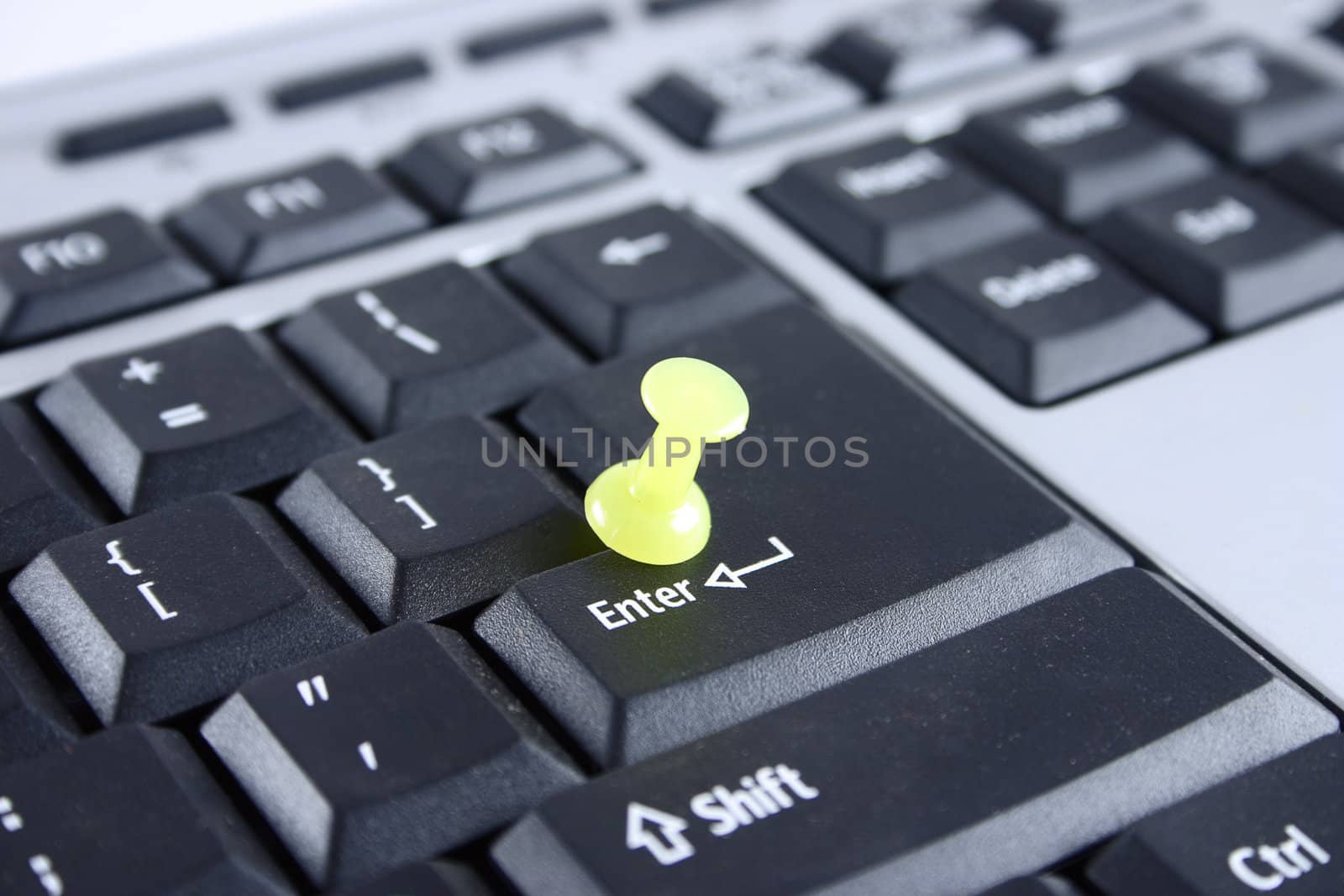 The computer keyboard with the fixed key Enter